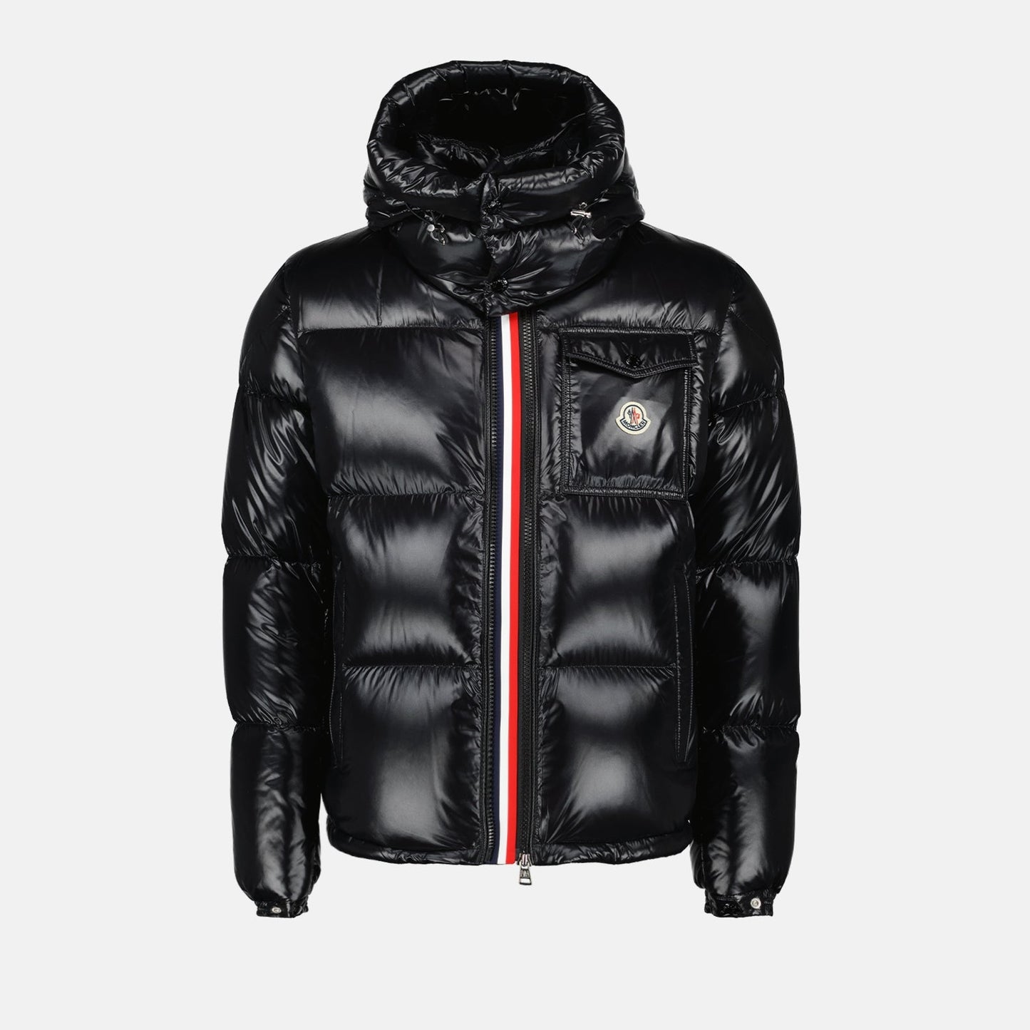 Black Nylon Jacket, Moncler Winter Coat, Men's Down Jacket, Glossy Black Jacket, Trendy Outerwear