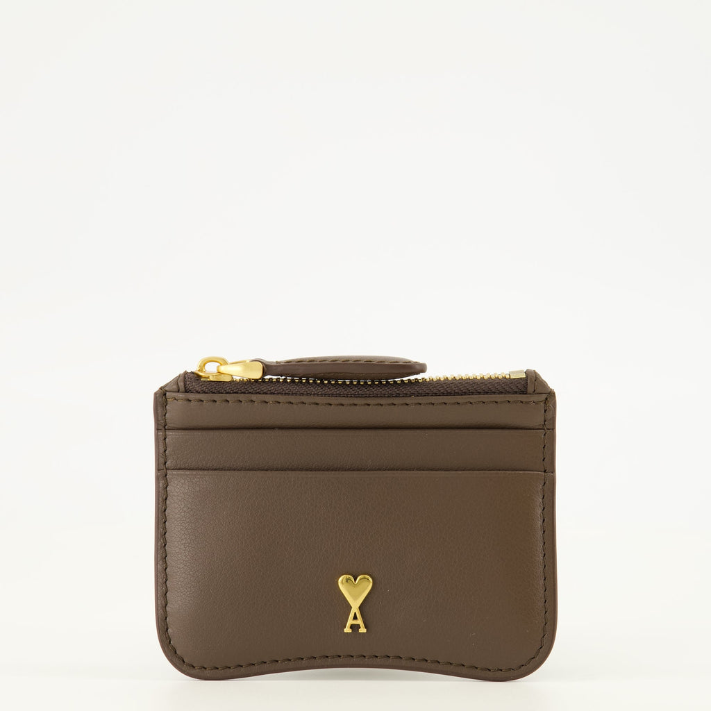 Porte-Cartes Zippé Paris en cuero marrón