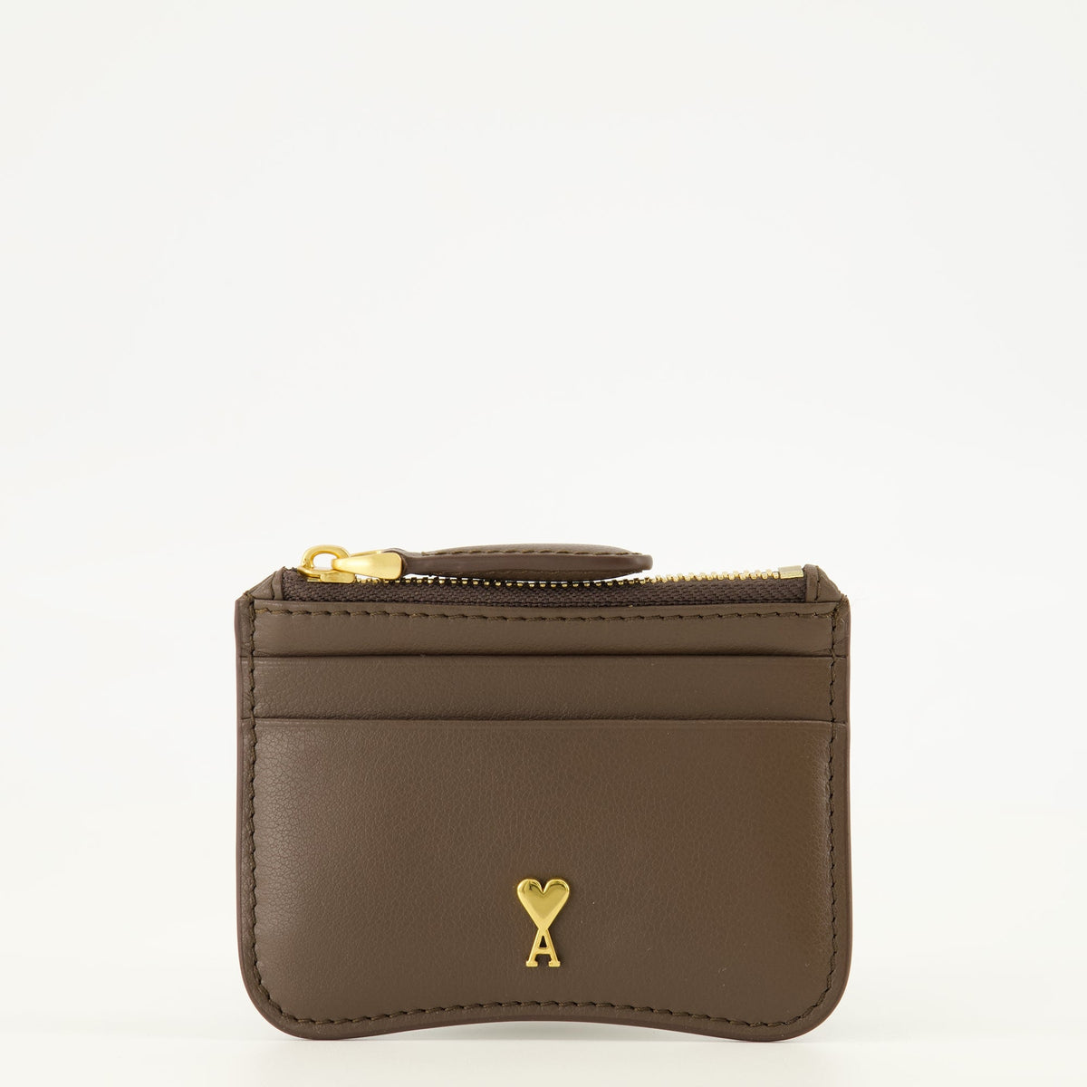 Porte-Cartes Zippé Paris en Cuir Marron