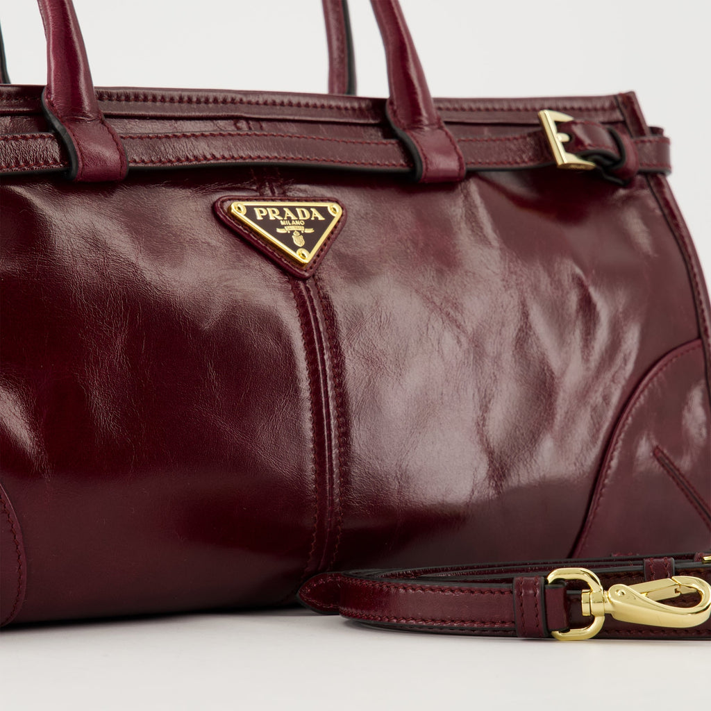 Bonnie Bordeaux Bag, Prada handbag, calf leather bag, designer accessories, stylish handbag