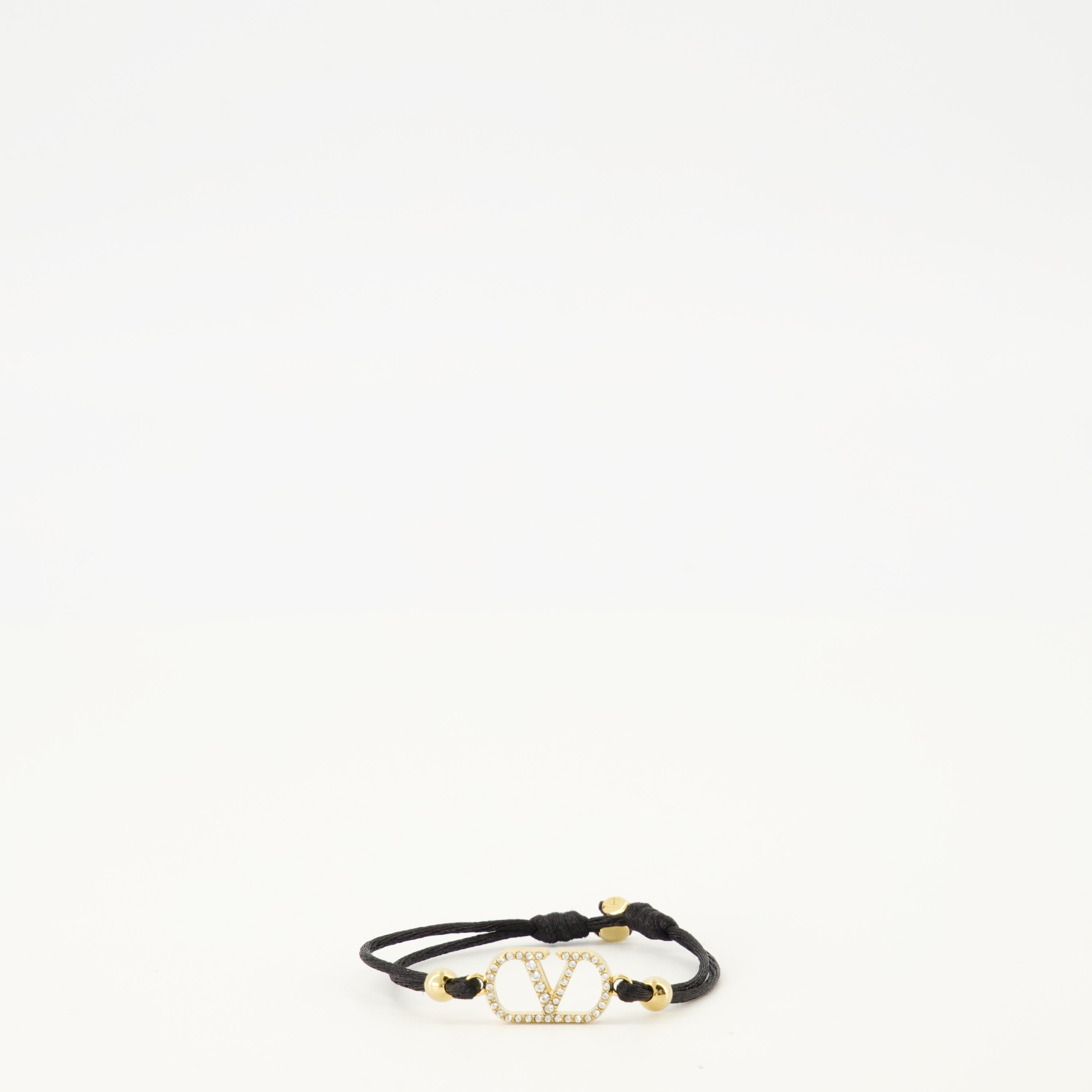 Bracciale Vlogo in Cotone Nero e Swarovski