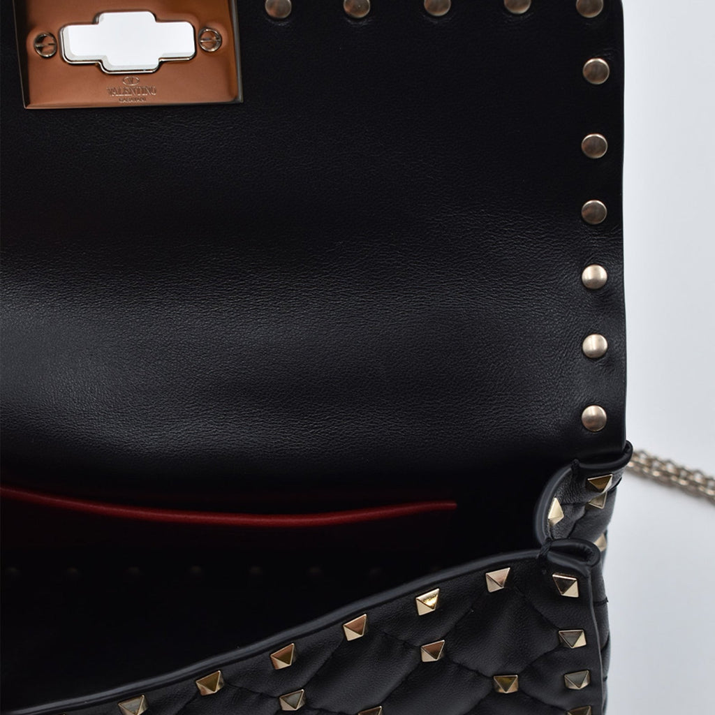 Valentino Garavani, Rockstud Spike bag, black quilted Nappa leather, luxury handbags, designer accessories