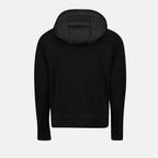 Bi-material jacket, Moncler Fall-Winter 2024, nylon knit combination, black jacket design, quilted front jacket