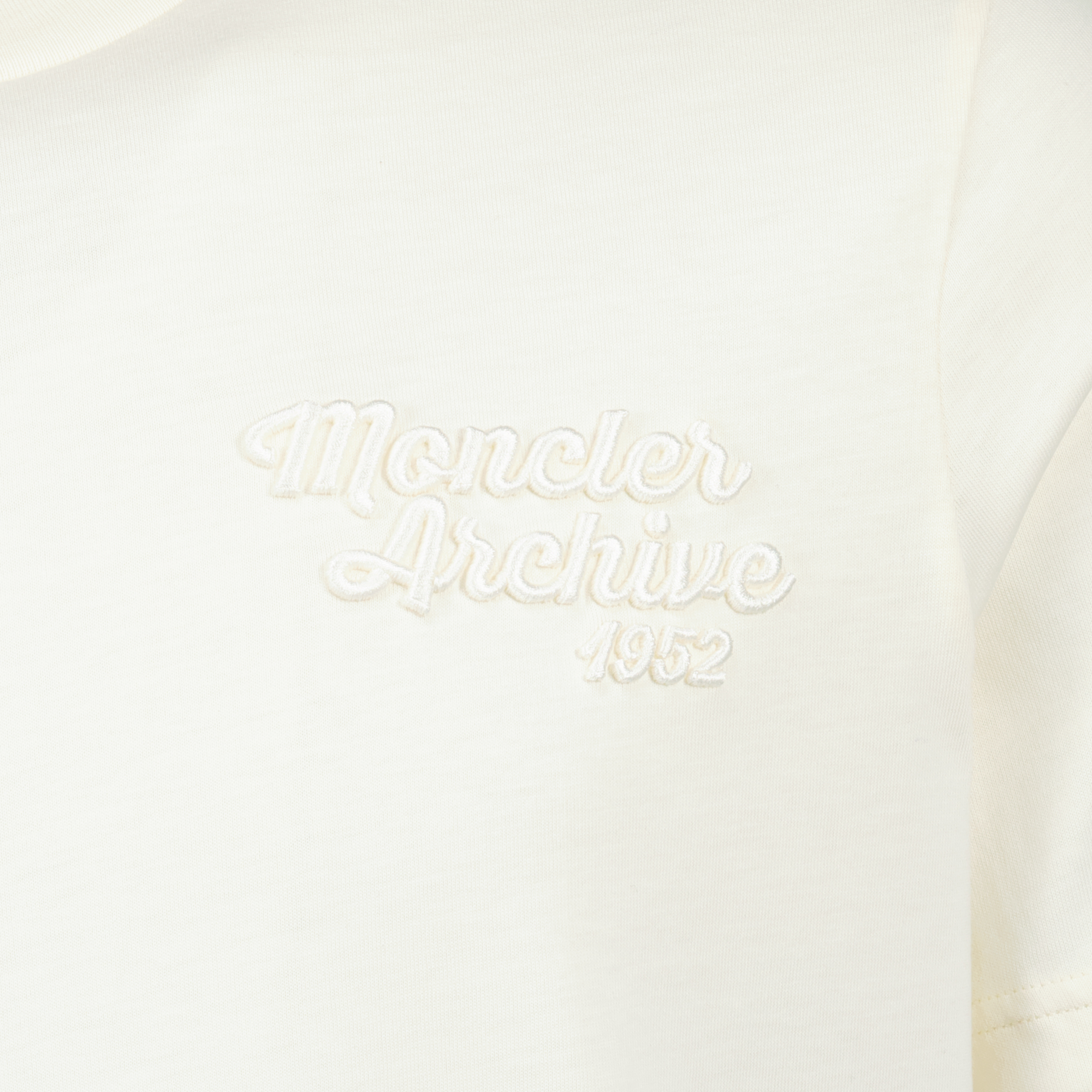 Moncler t-shirt, embroidered logo, cotton jersey, round neck t-shirt, casual fashion
