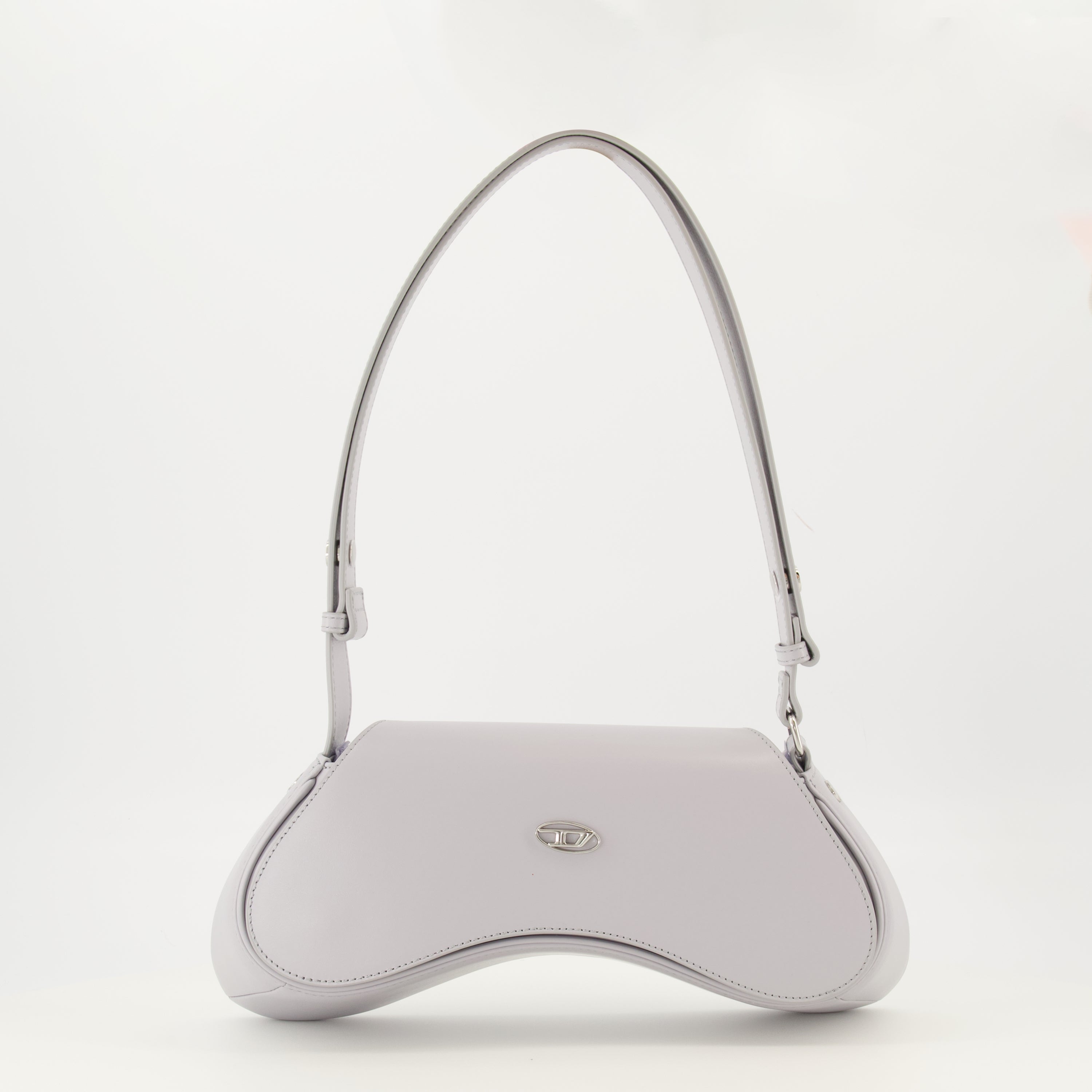 Diesel bag, Play bag, grey leather bag, magnetic flap bag, adjustable shoulder strap