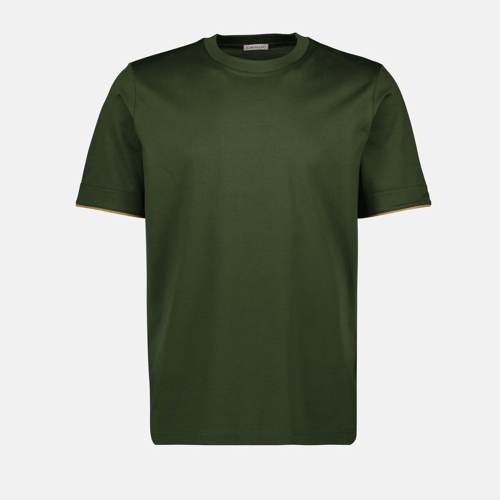 Image of Kaki Border T-Shirt by Moncler for Men - Season Spring-Summer 2025 - Front View