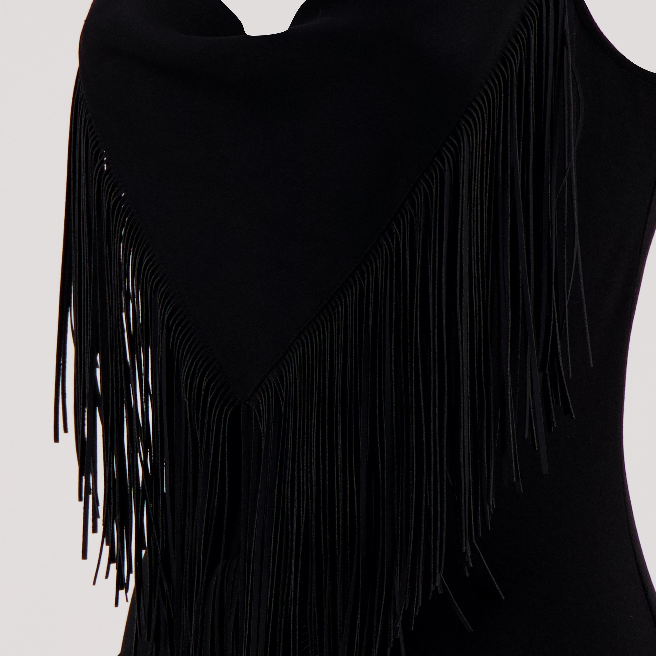 fringe dress, Rabanne dress, long dress black, cowl neck dress, summer fashion