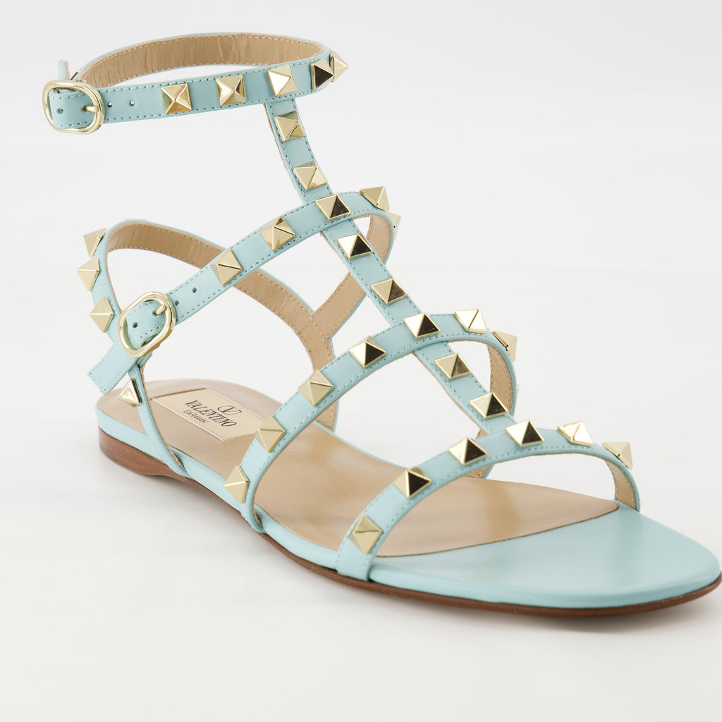 Light Blue Sandals, Rockstud Sandals, Valentino, Women’s Footwear, Designer Sandals