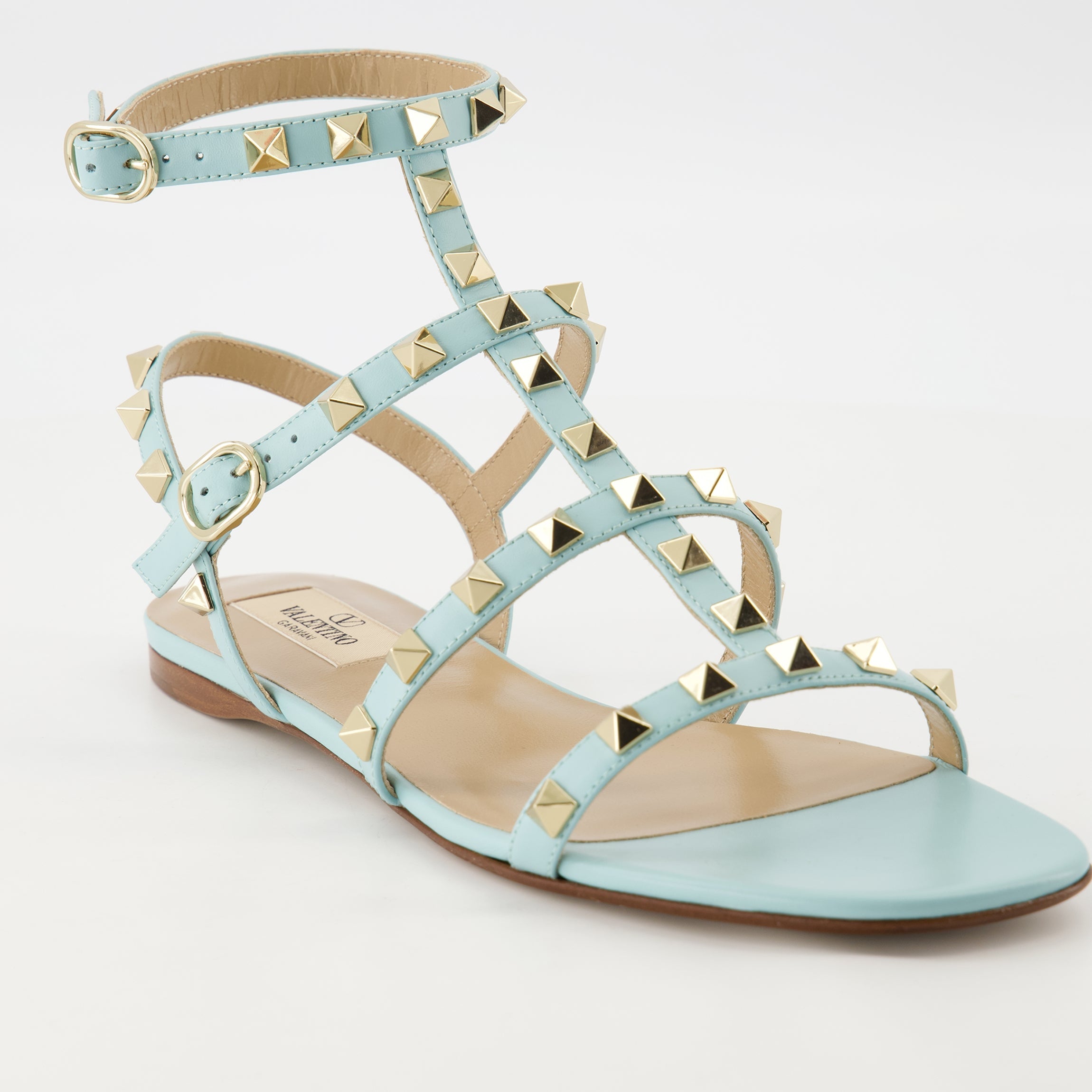 Light Blue Sandals, Rockstud Sandals, Valentino, Women’s Footwear, Designer Sandals