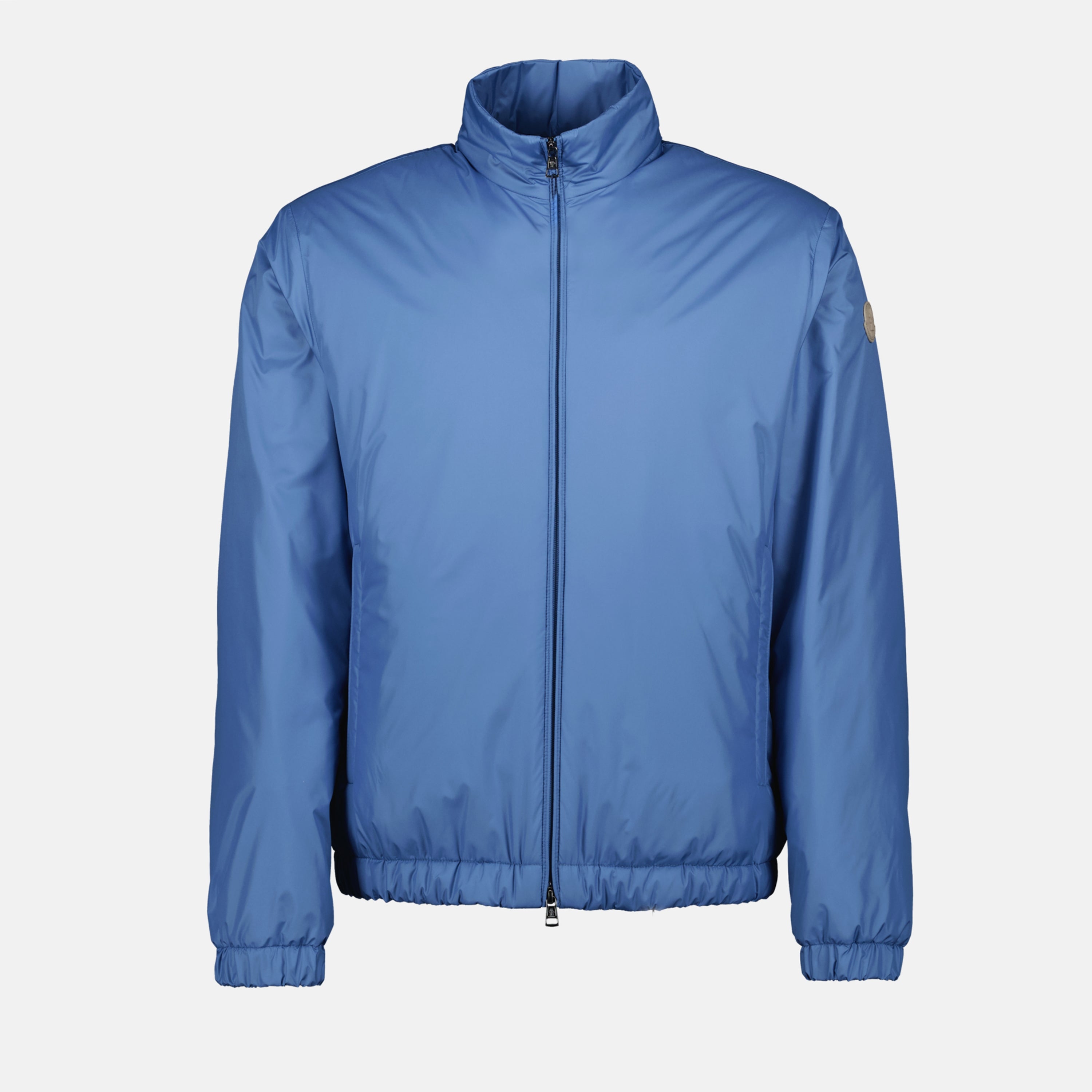 Image of Light Blue Windbreaker Jacket by Moncler for Men - Season Spring-Summer 2025 - Front View