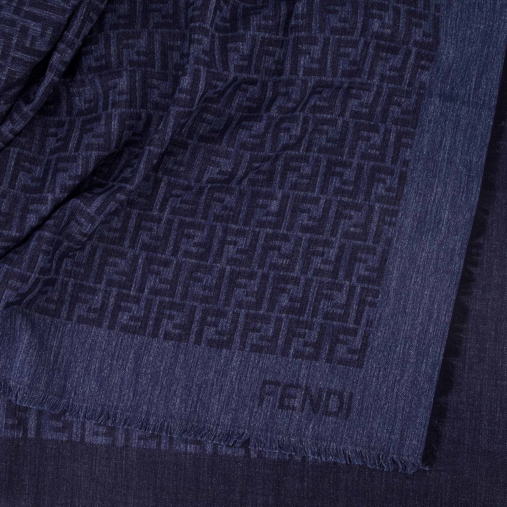 Image of Châle FF Bleu Marine by Fendi for Women - Season Spring-Summer 2026 - Detail View 2