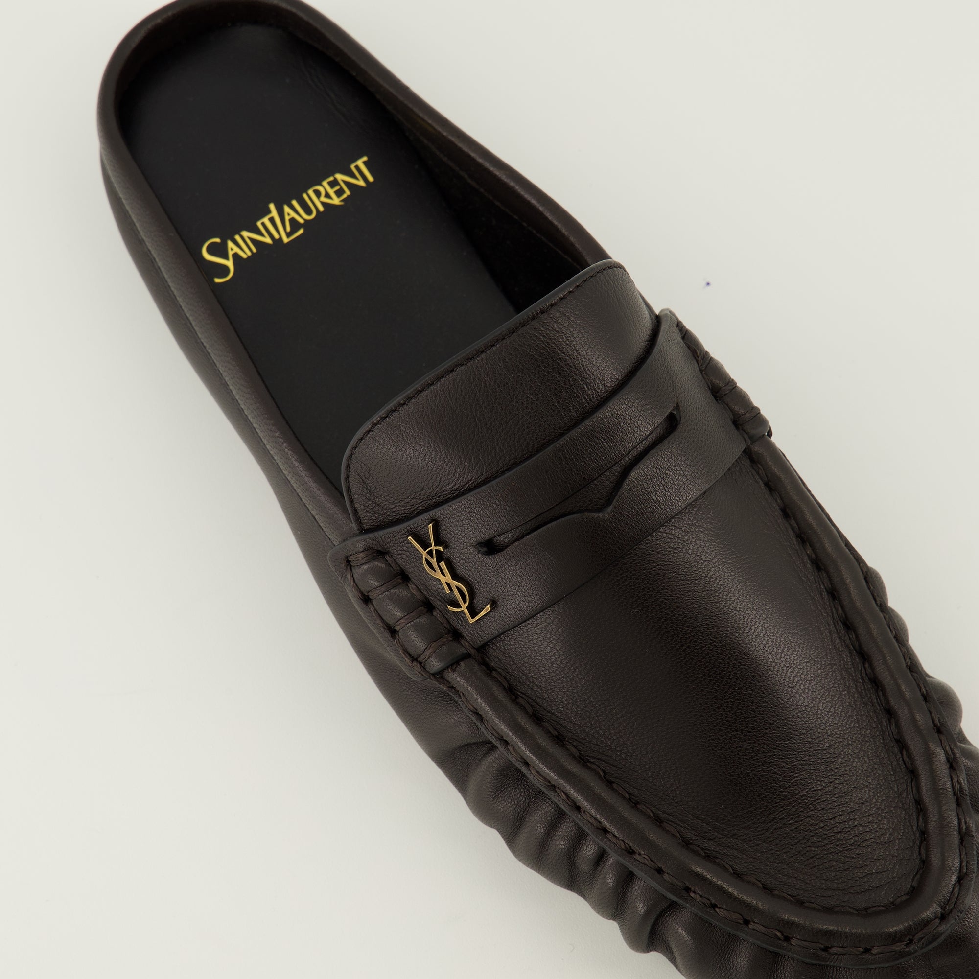 black loafers, Saint Laurent, luxury footwear, mule shoes, Autumn-Winter collection