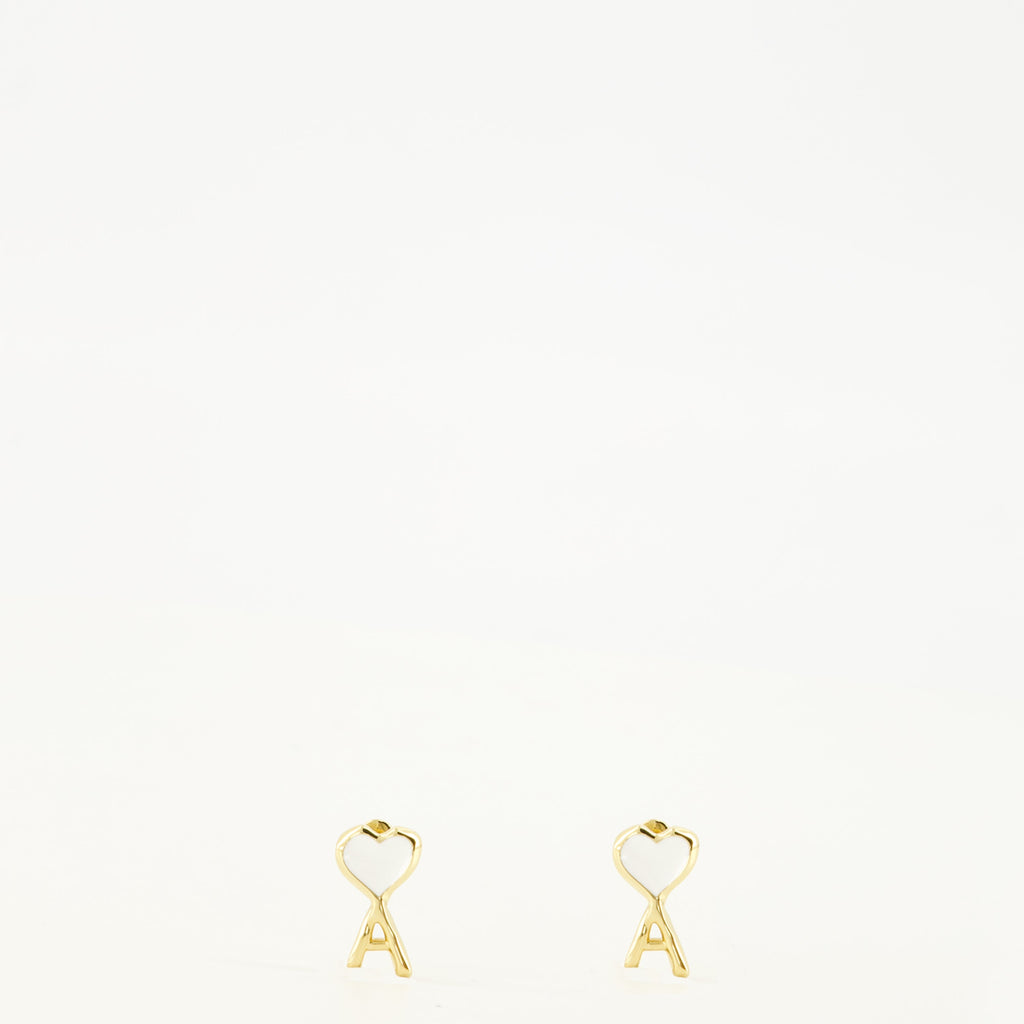 Pendientes Ami de Coeur de esmalte blanco