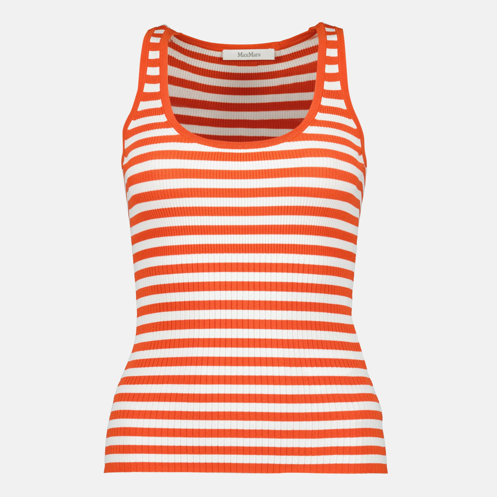 Imagen del top sin mangas de rayas acanaladas de Max Mara para mujeres - Temporada Primavera-Verano 2026 - Vista frontal