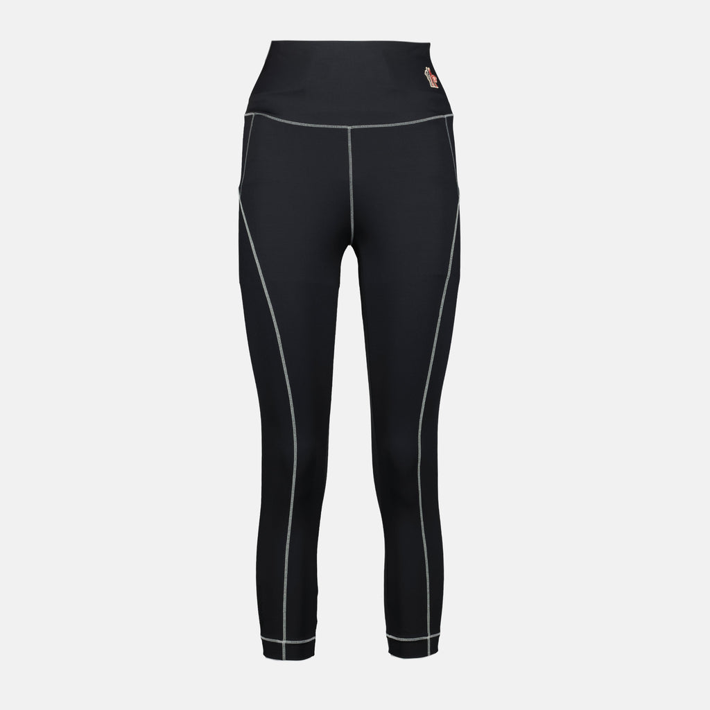 Moncler Grenoble legging, black logo legging, luxury activewear, slim fit leggings, nylon stretch leggings