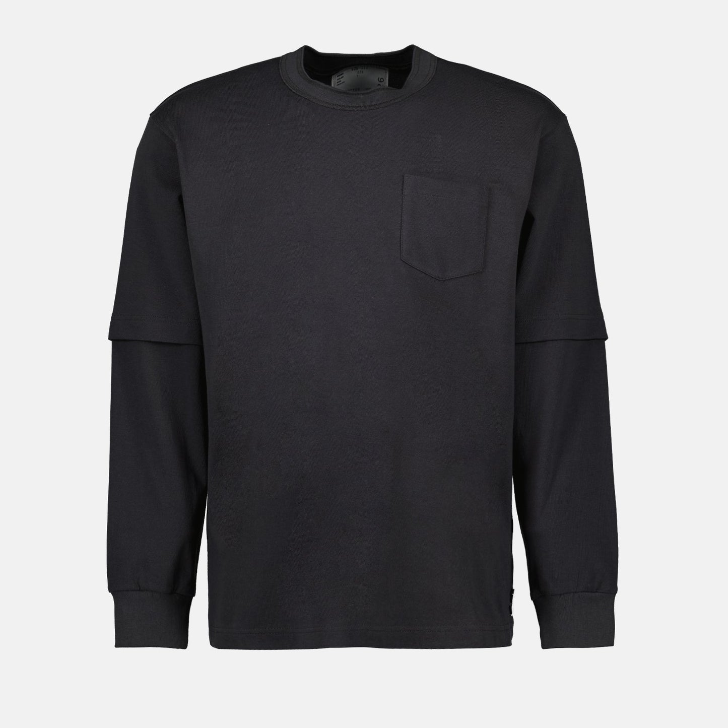 cotton sweatshirt, dark grey sweatshirt, Sacai AW24, luxury casualwear, premium cotton top