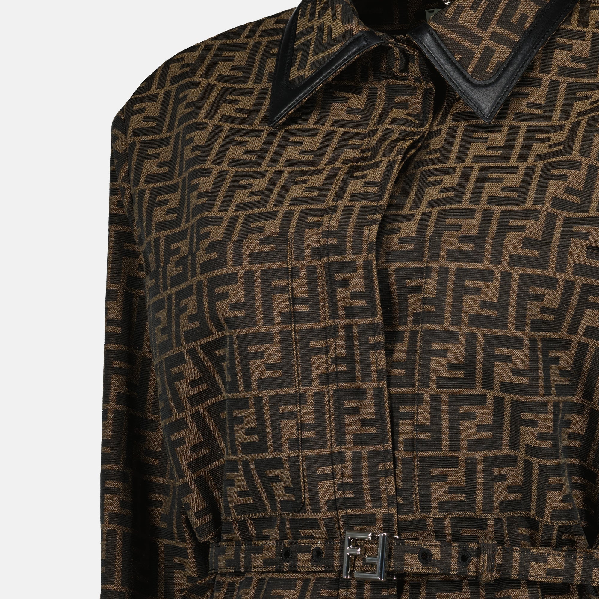 Image of Veste en toile ff marron by Fendi for Women - Season Spring-Summer 2026 - Detail View 1
