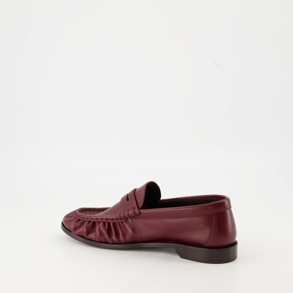 Loafer Moccasins, Saint Laurent Footwear, Red Leather Slip-Ons, Luxury Women's Shoes, Autumn-Winter Collection