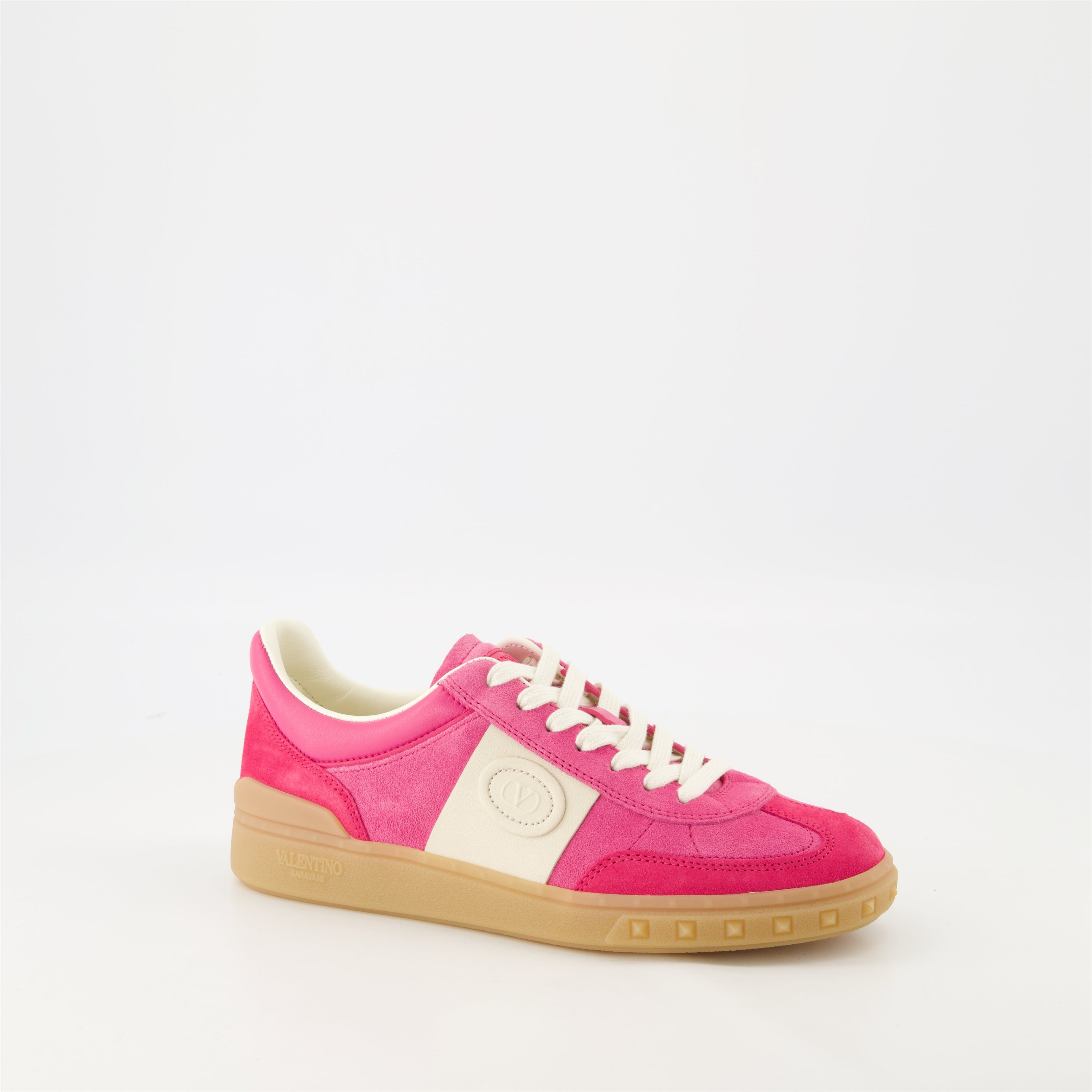 pink leather sneakers, UpVillage Crosta, Valentino Garavani, comfortable footwear, Spring-Summer collection