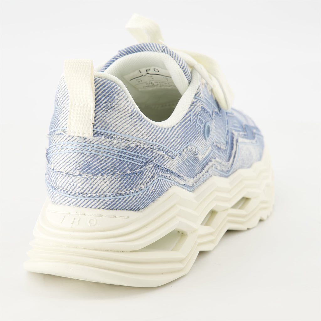 denim sneakers, Iro Wave, chunky sole shoes, casual sneakers, blue denim footwear