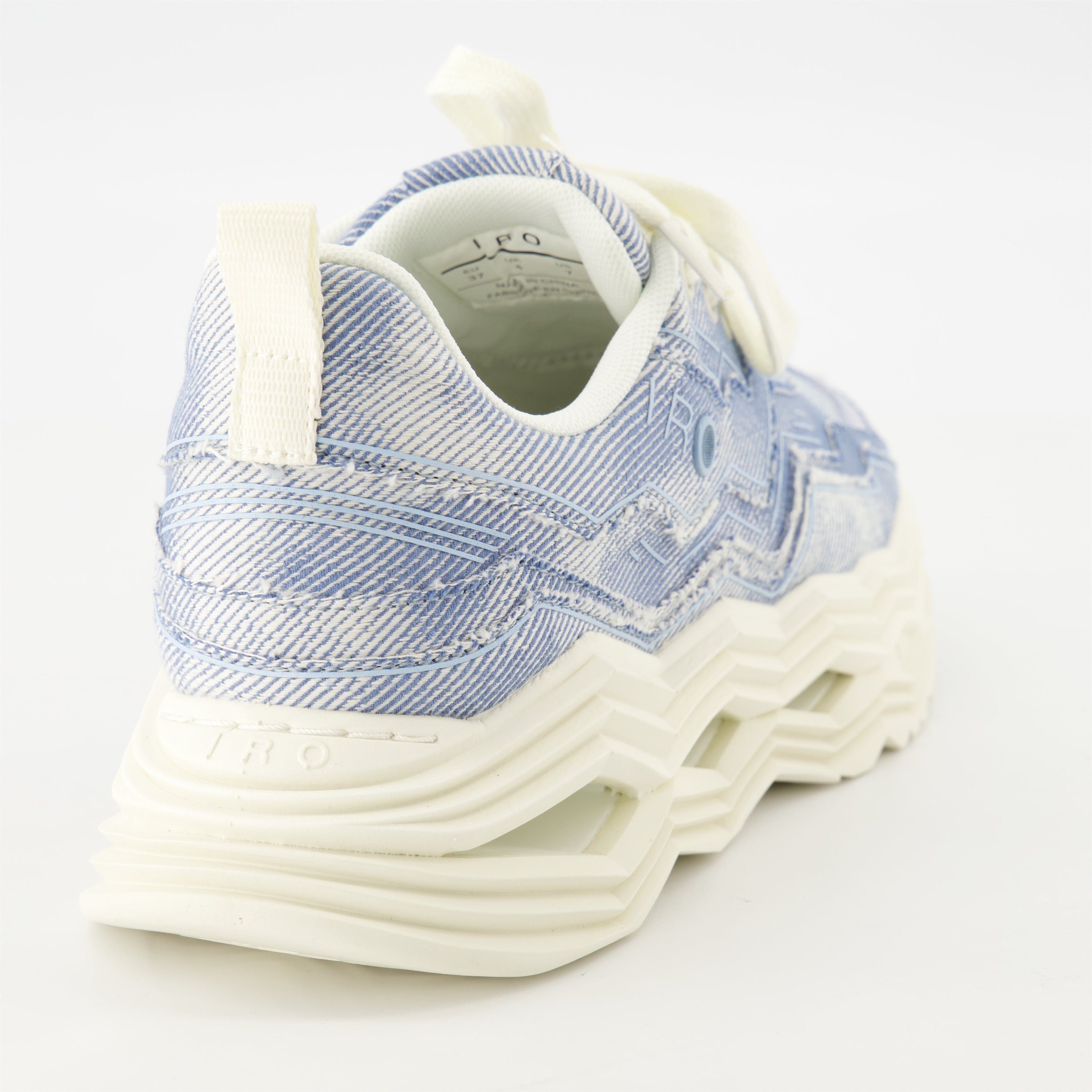 denim sneakers, Iro Wave, chunky sole shoes, casual sneakers, blue denim footwear
