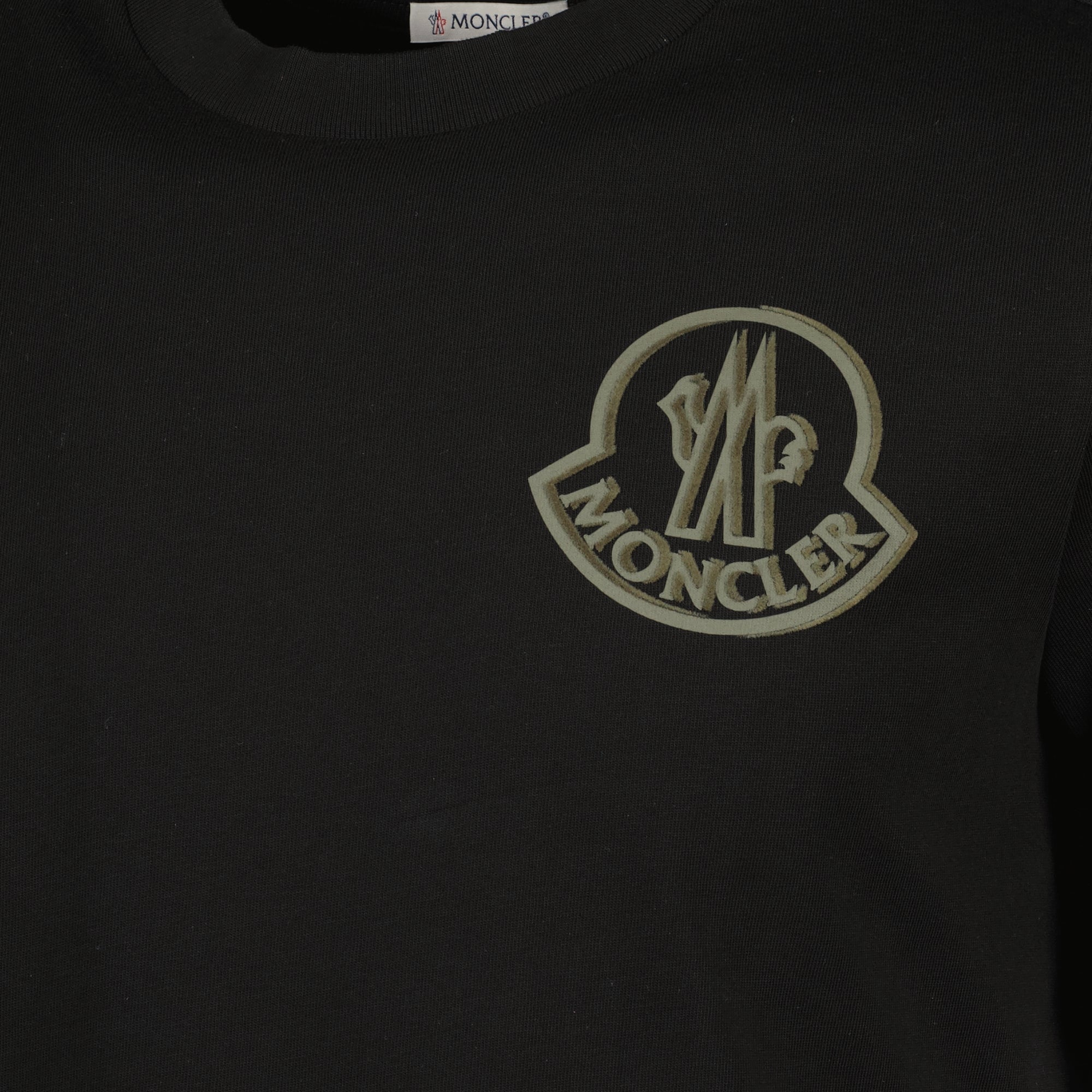 Moncler T-shirt, Black logo shirt, Cotton jersey tee, Round neck t-shirt, Luxury casual wear