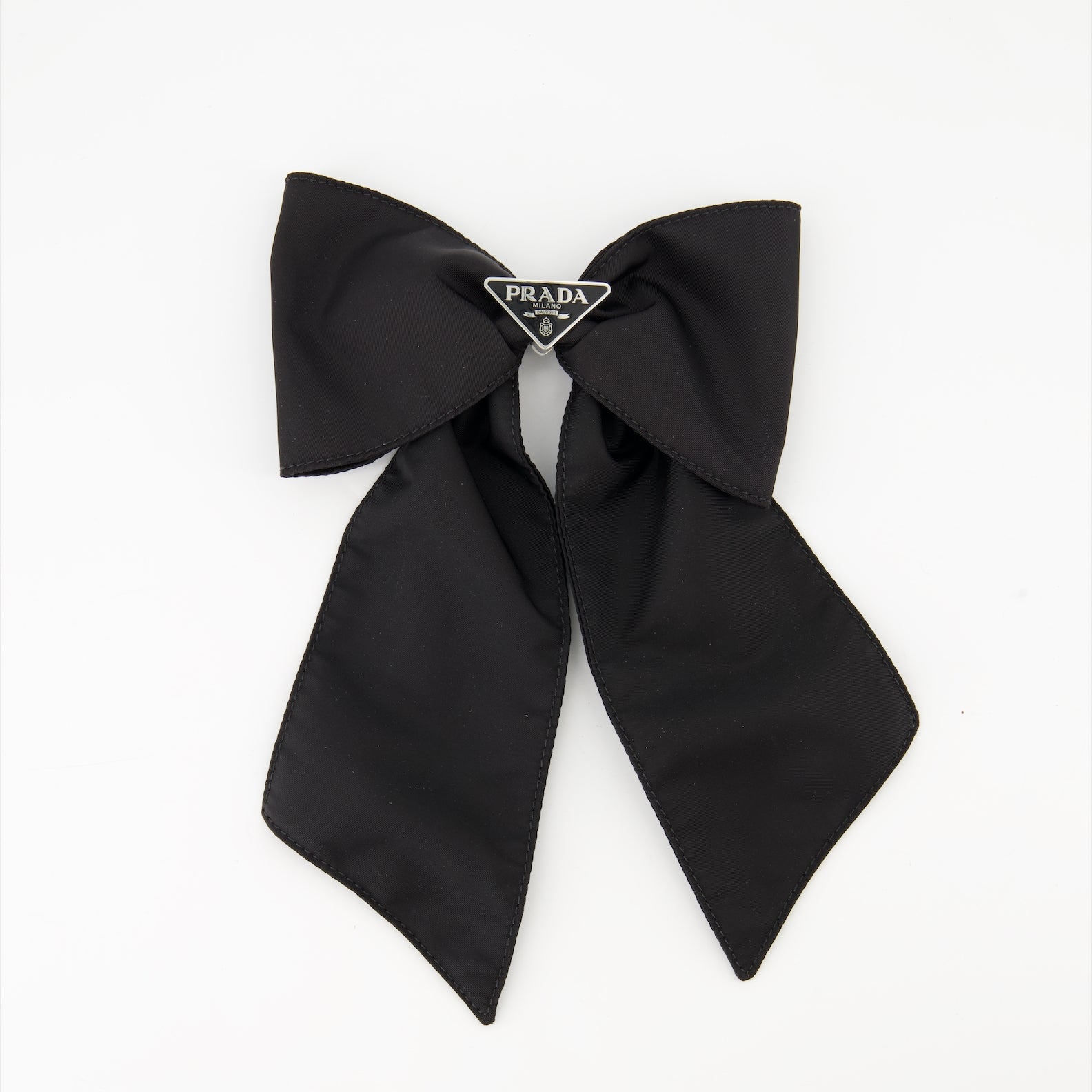 Luxury hair accessories, Prada Re-Nylon, Spring-Summer 2024, sustainable fashion, black hair bow