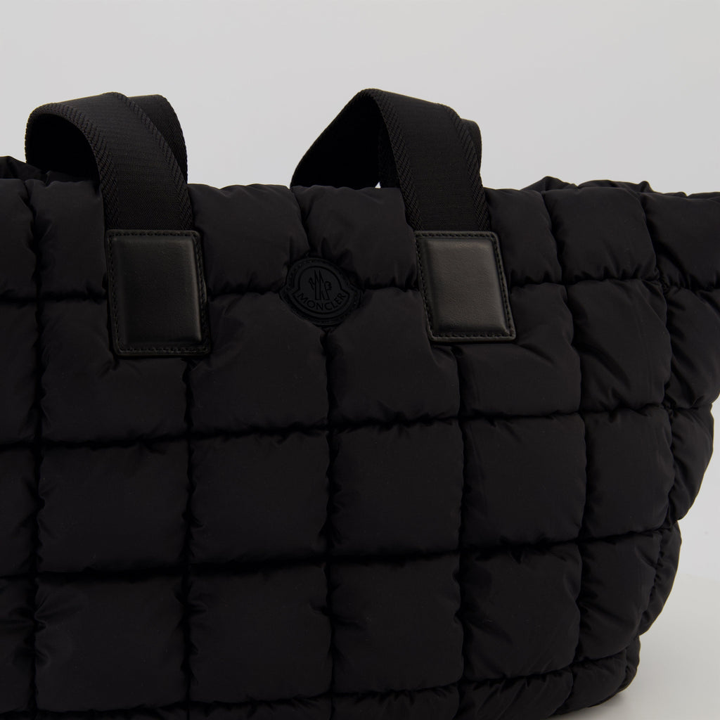 Moncler Cabas Caradoc, black nylon handbag, luxury accessories, waterproof handbag, modern women's bag