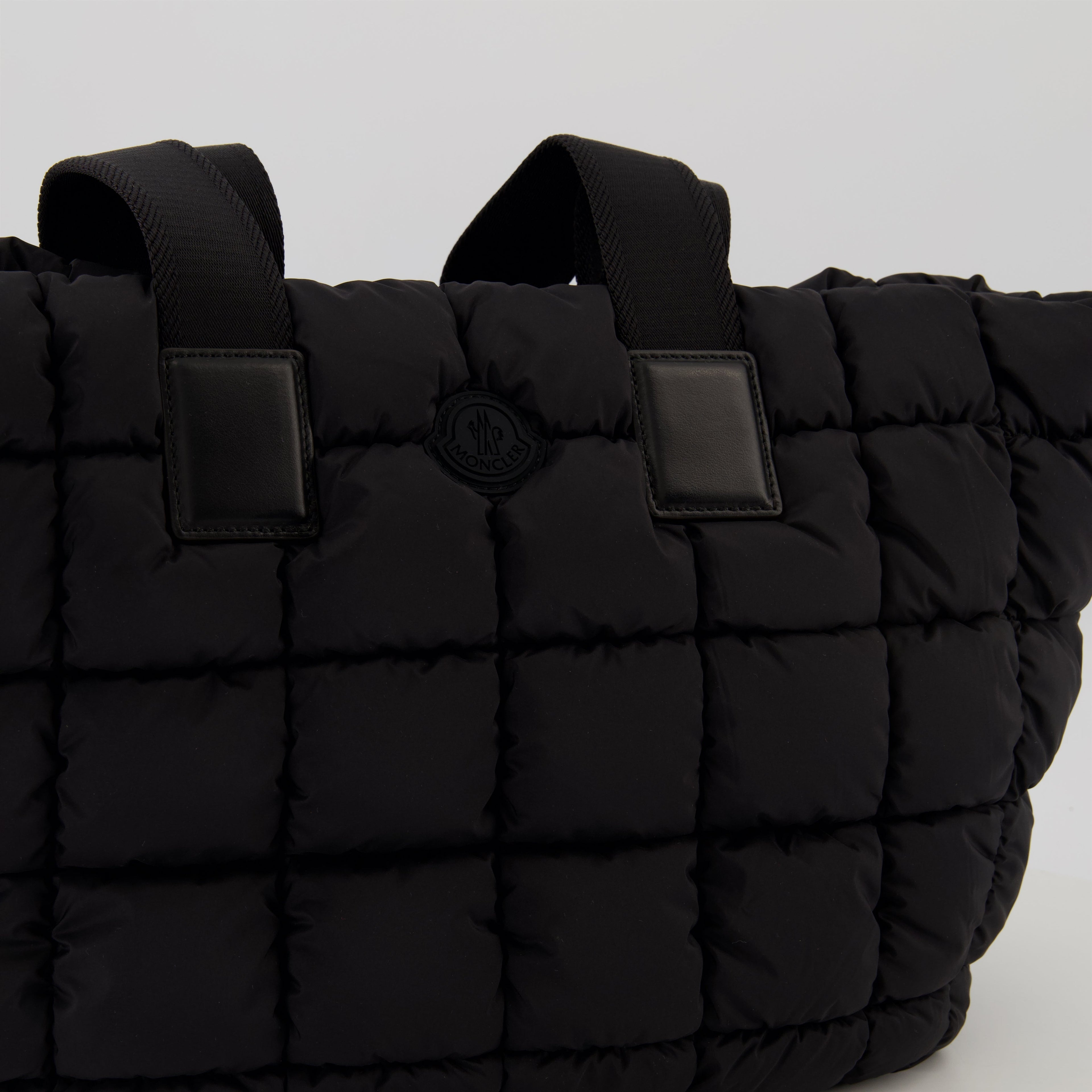 Moncler Cabas Caradoc, black nylon handbag, luxury accessories, waterproof handbag, modern women's bag
