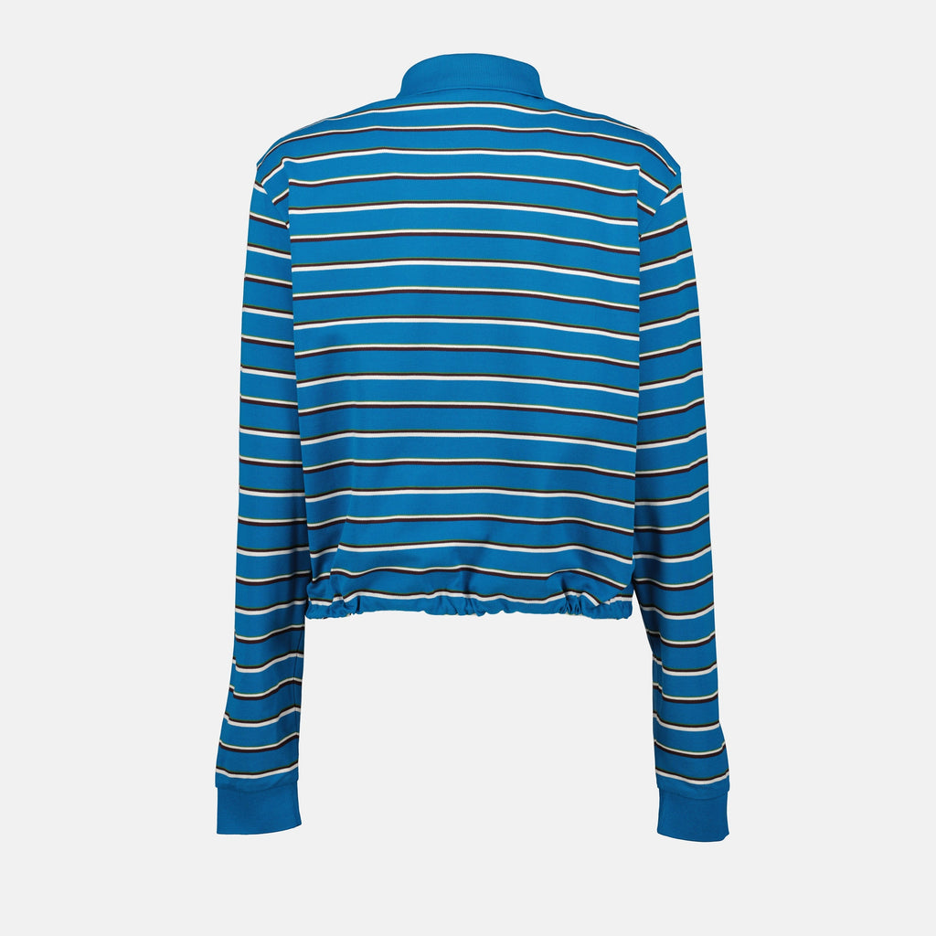 Blue striped polo, Prada polo shirt, women's polo, cotton polo, classic collar polo