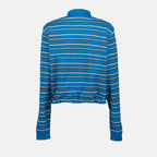 Blue striped polo, Prada polo shirt, women's polo, cotton polo, classic collar polo