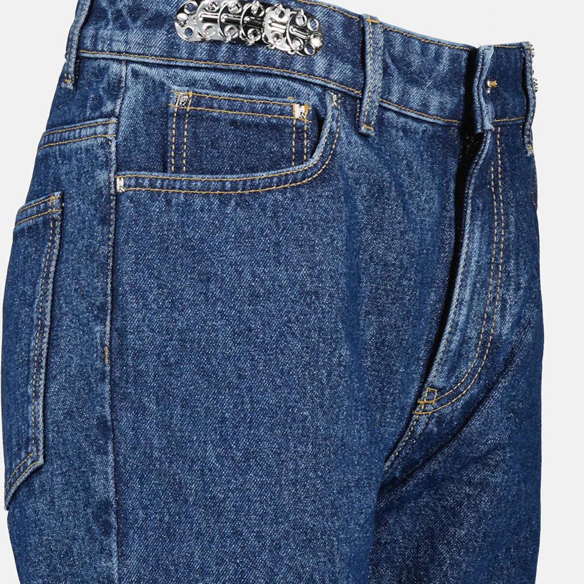 denim jeans, Rabanne, straight cut jeans, signature jeans, Spring-Summer collection