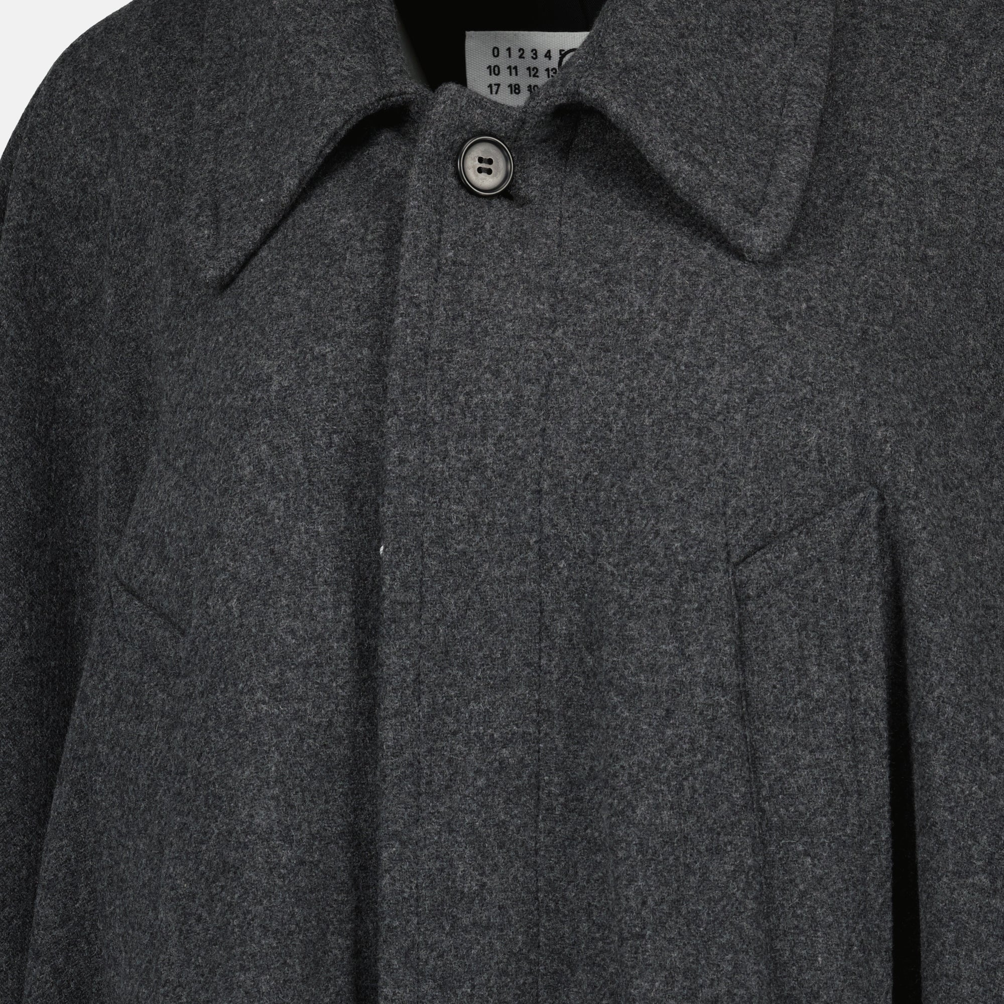 gray long coat, Mm6 coat, wool outerwear, autumn winter fashion, refined women's coat