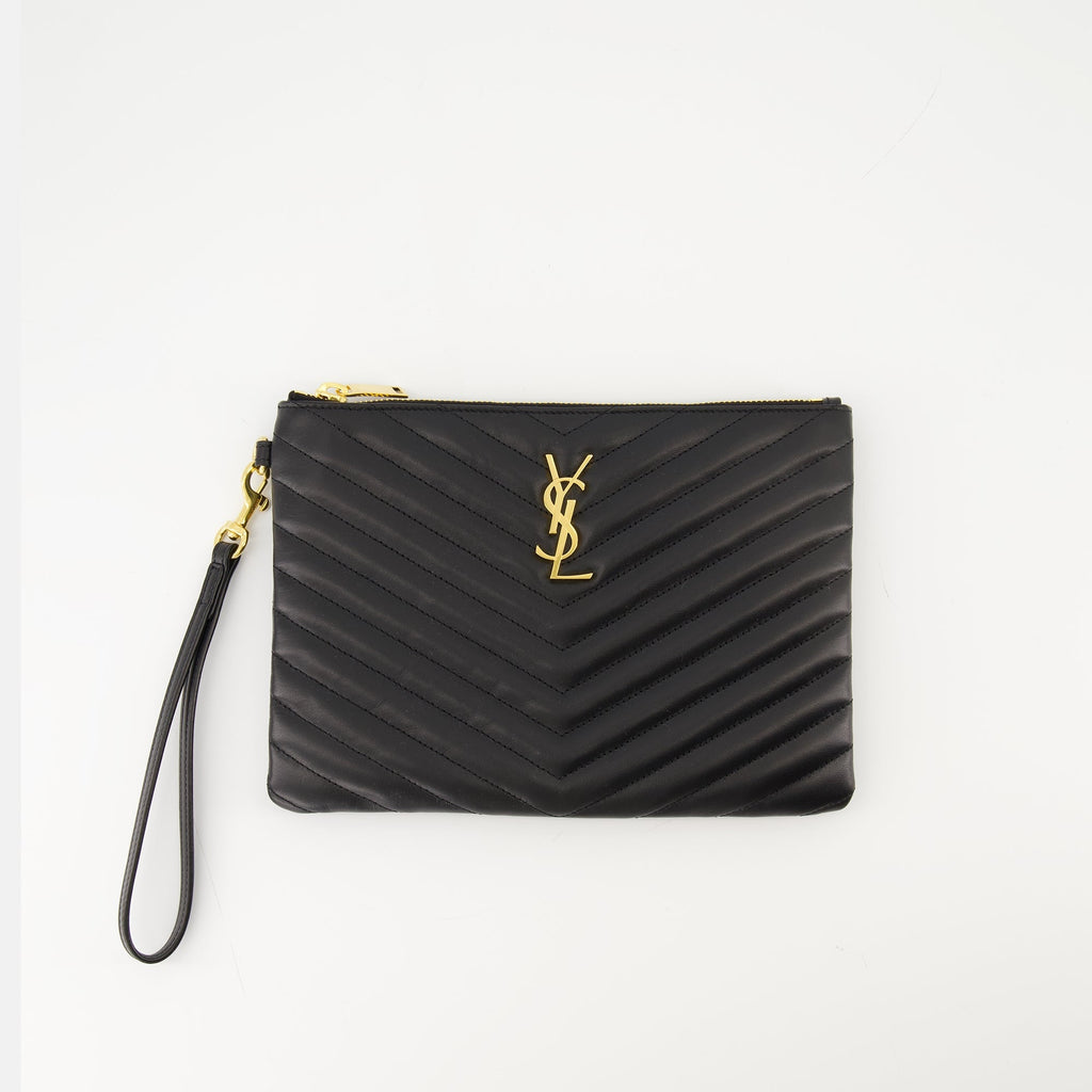 Saint Laurent pouch, leather accessory, Cassandre pouch, designer leather bag, luxury accessories