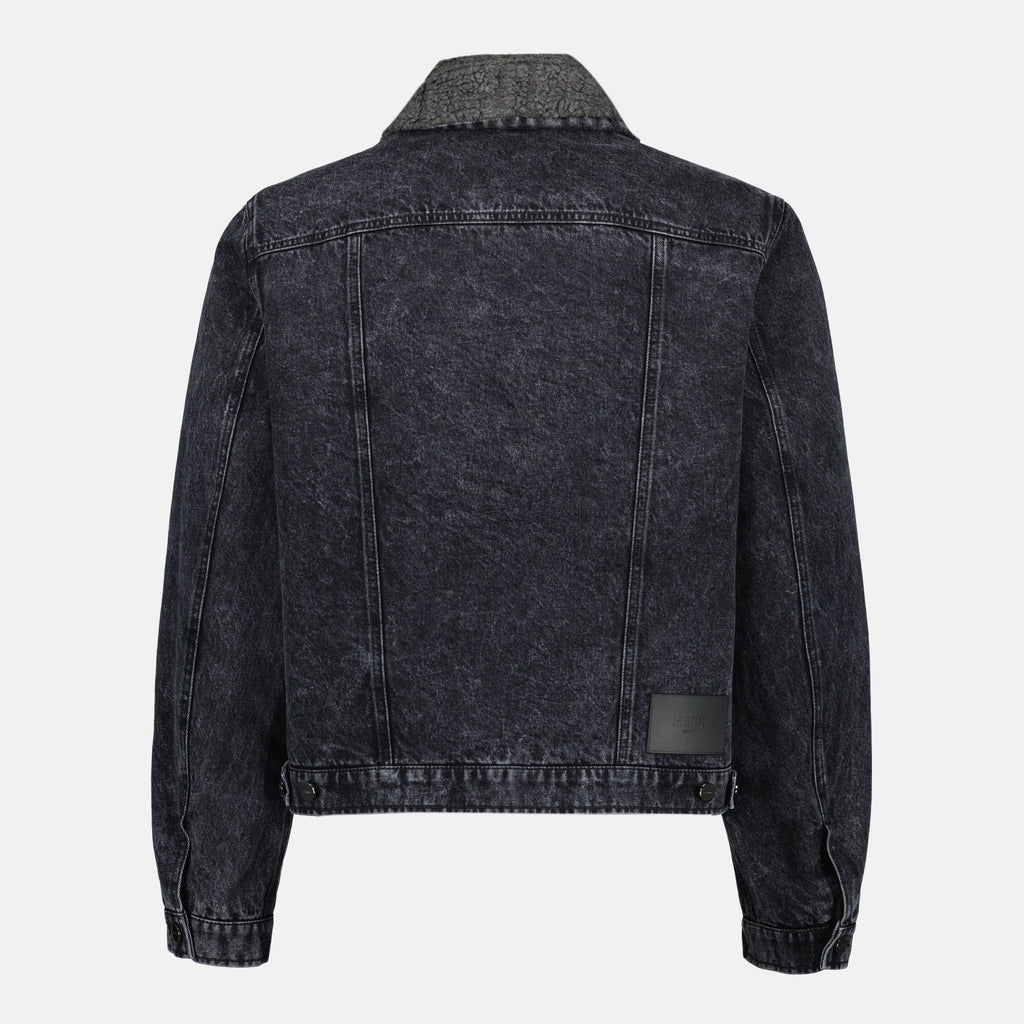 Fendi jacket, denim outerwear, black fleece jacket, Autumn-Winter collection, men's fashion