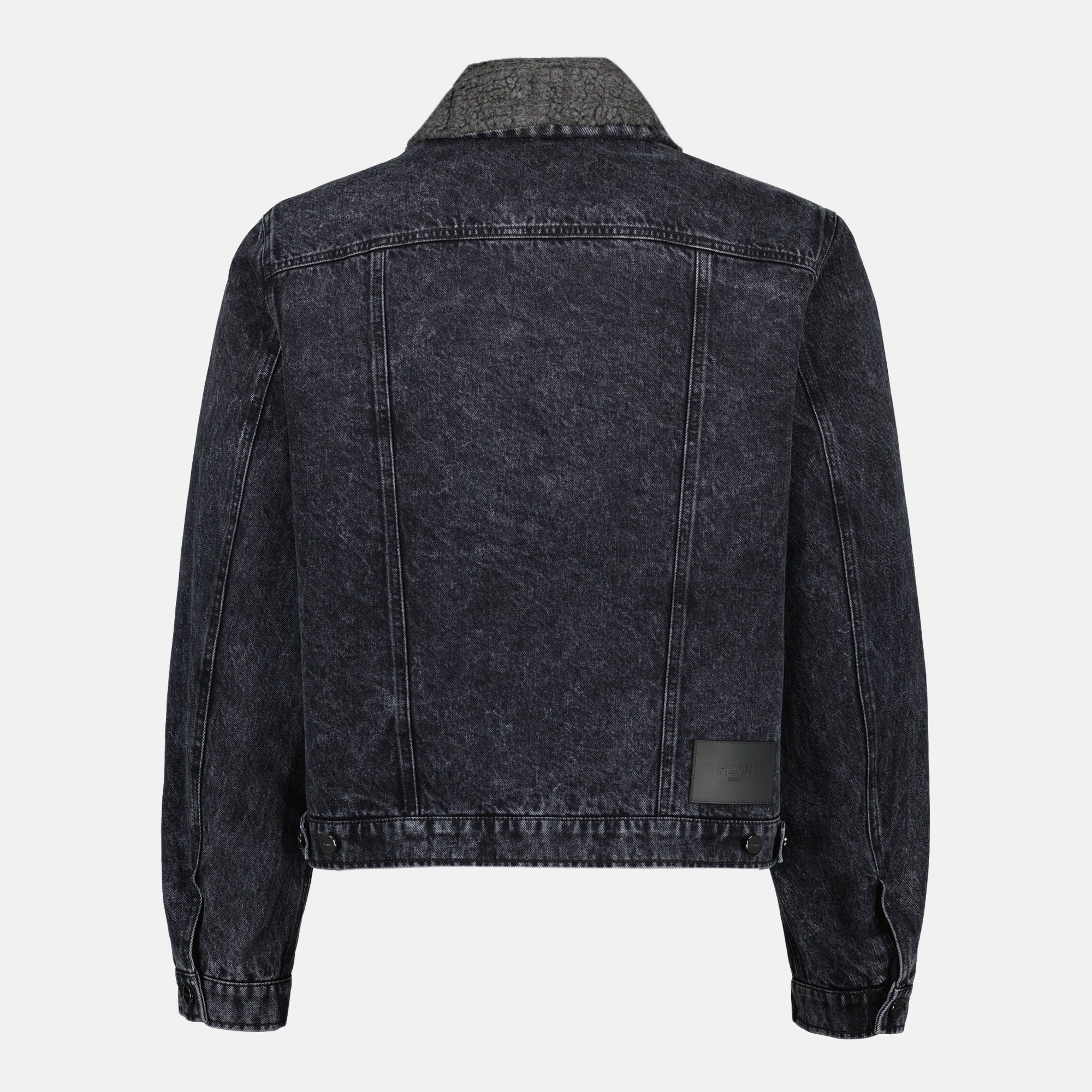Fendi jacket, denim outerwear, black fleece jacket, Autumn-Winter collection, men's fashion