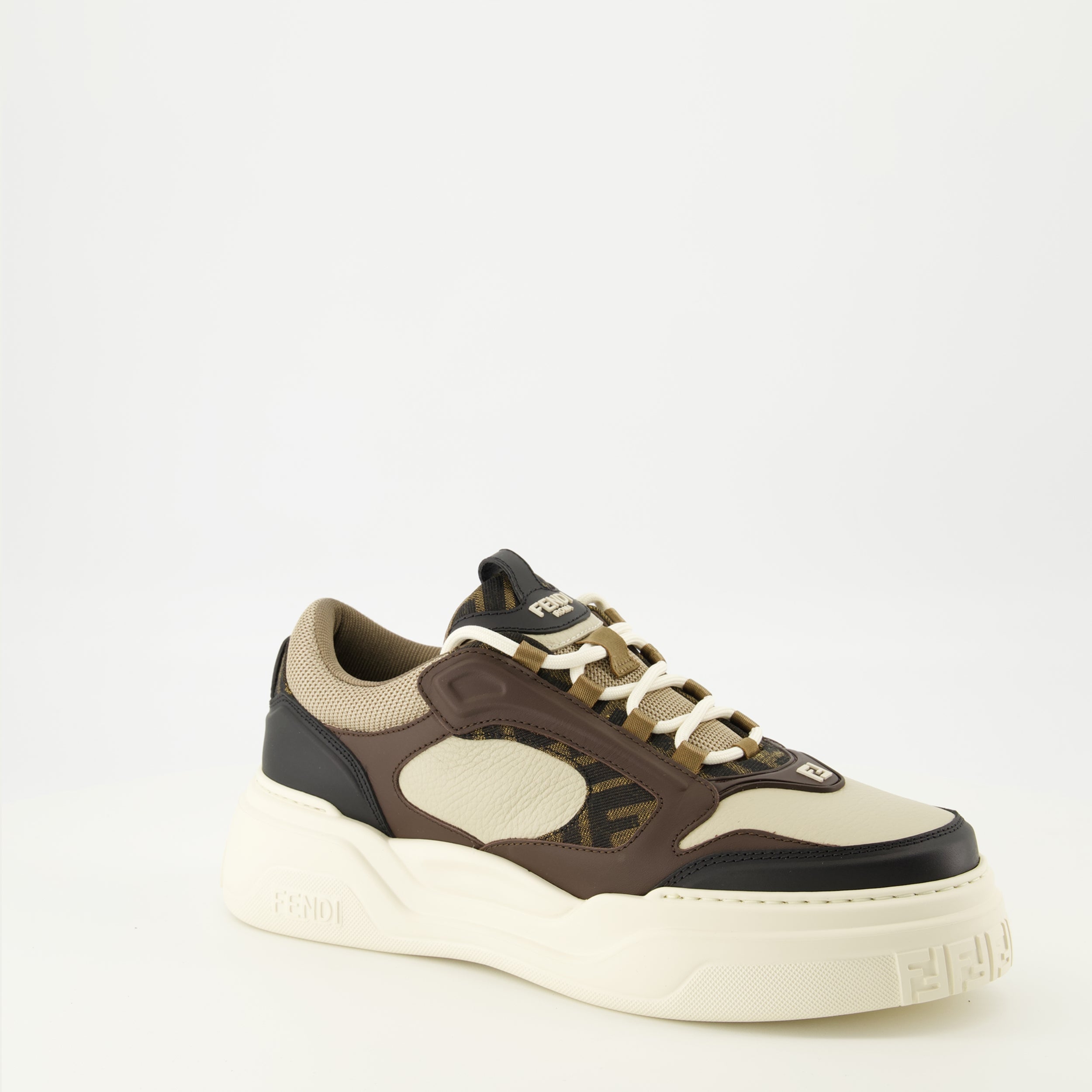Fendi sneakers, brown sneakers, calf leather footwear, autumn winter collection, designer sneakers