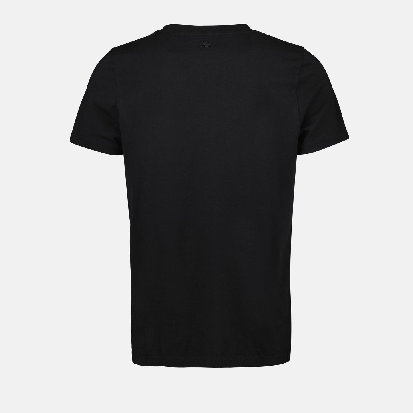 black cotton T-shirt, logo embroidery, classic design, spring-summer fashion, versatile apparel