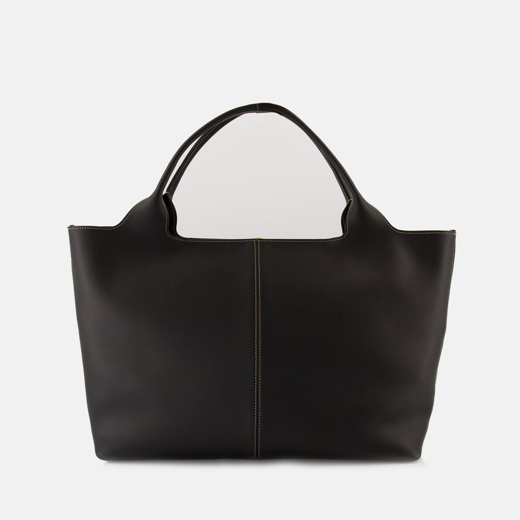 Tod's shopping bag, medium black bag, calf leather bag, fashion accessories, premium handbags