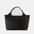 Tod's shopping bag, medium black bag, calf leather bag, fashion accessories, premium handbags