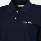 Image of Piqué Cotton Polo Shirt by Miu Miu for Women - Season Spring-Summer 2026 - Product detail view 2