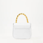 Versace mini bag, white patent leather bag, La Medusa bag, luxury accessories, designer handbag