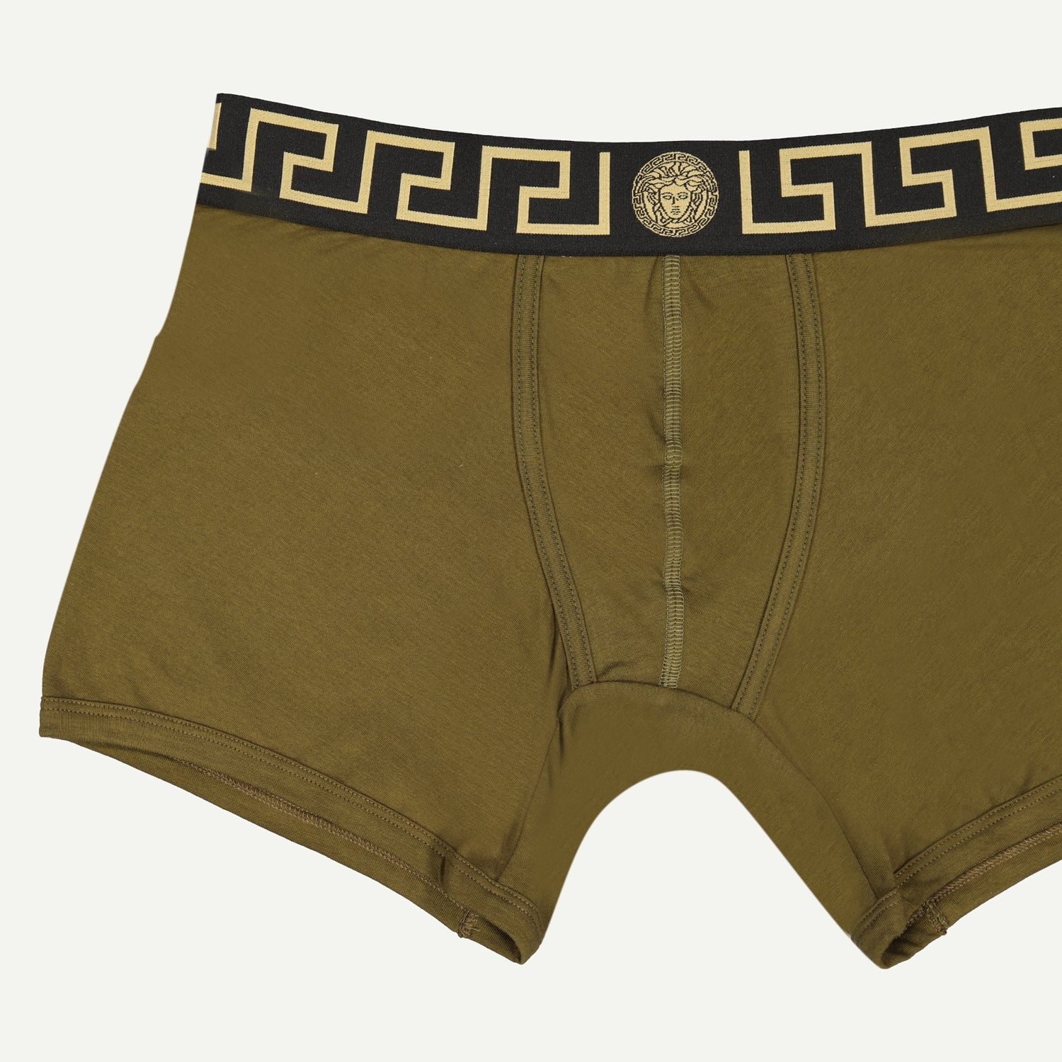 Versace boxer, Greca pattern, cotton elastane boxer, khaki boxer, autumn-winter collection