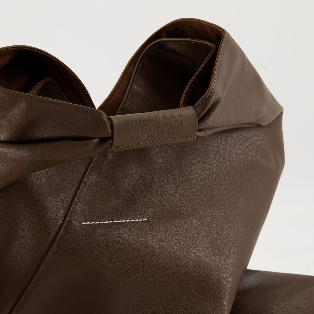 Classic Brown Japanese Bag, MM6 bag, triangular silhouette bag, smooth leather bag, contemporary design bag