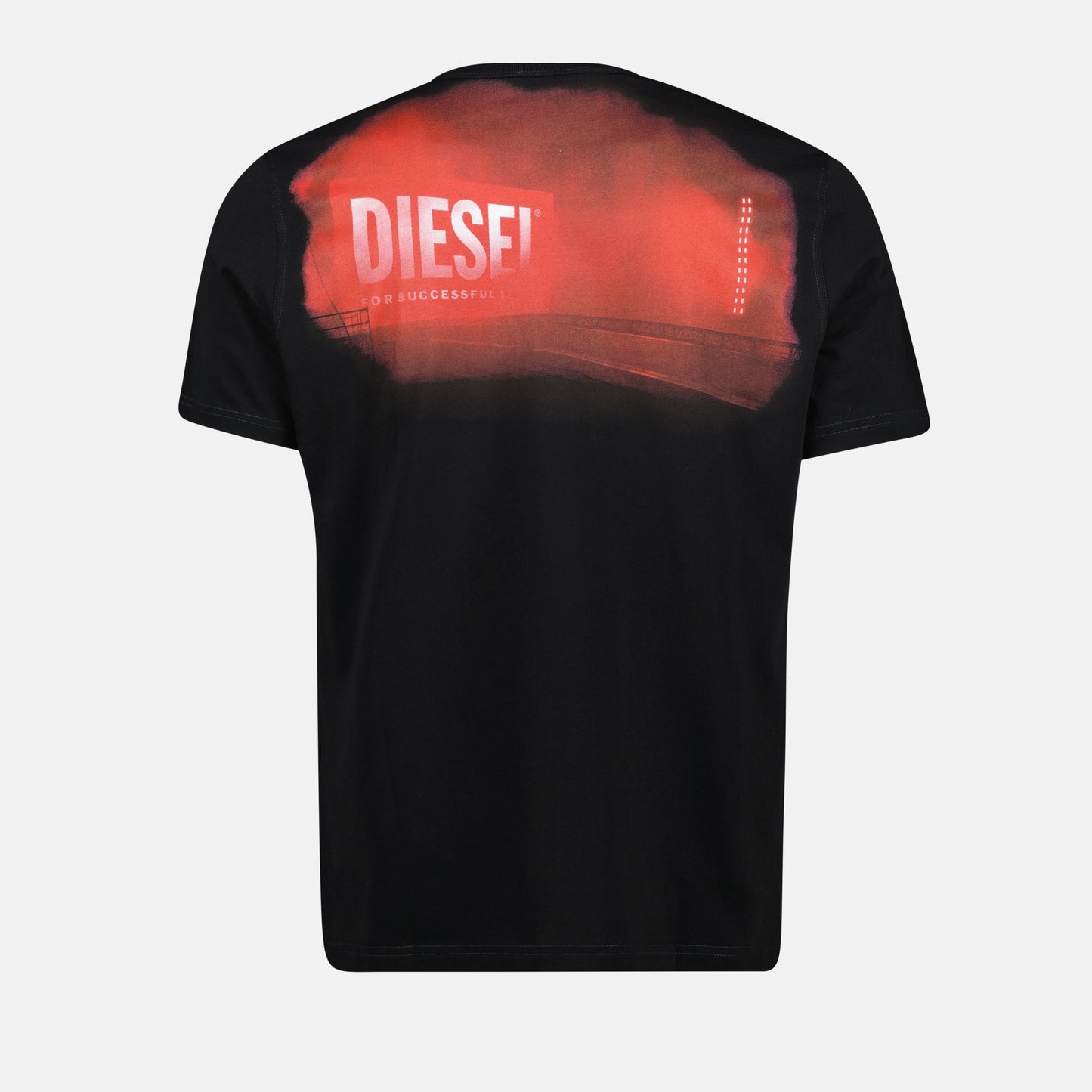 T-Adjust-Slits-R13, black T-shirt, cotton T-shirt, Diesel collection, red print T-shirt