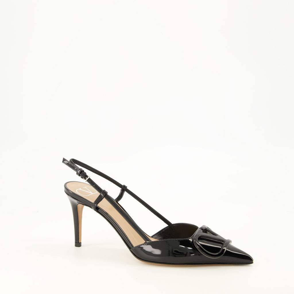 Ballerines VLogo en cuir noir