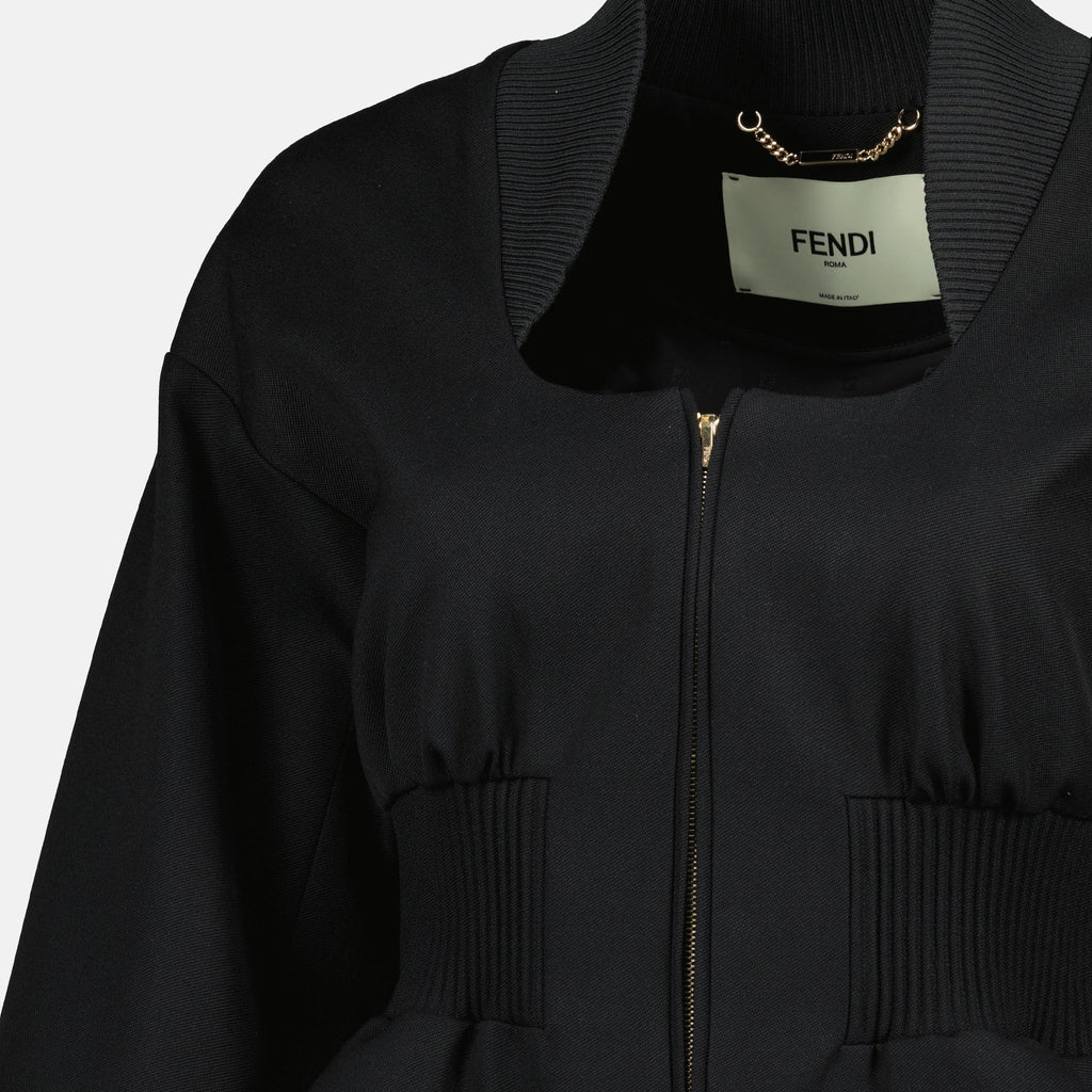 Image d'une veste en laine noire par Fendi pour femmes - Saison Printemps-Été 2026 - Détail 1
