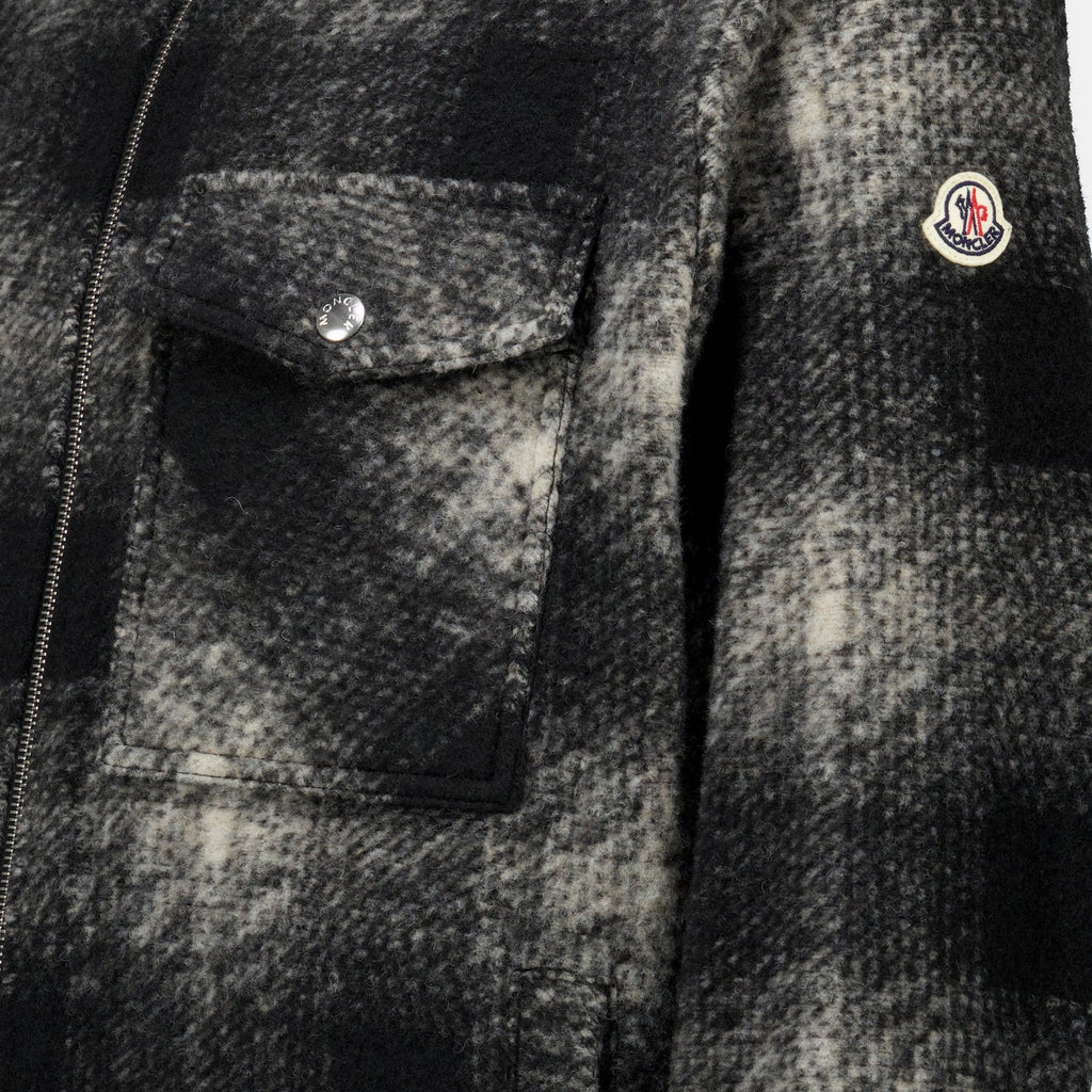 Black Checked Zip-Up Shirt