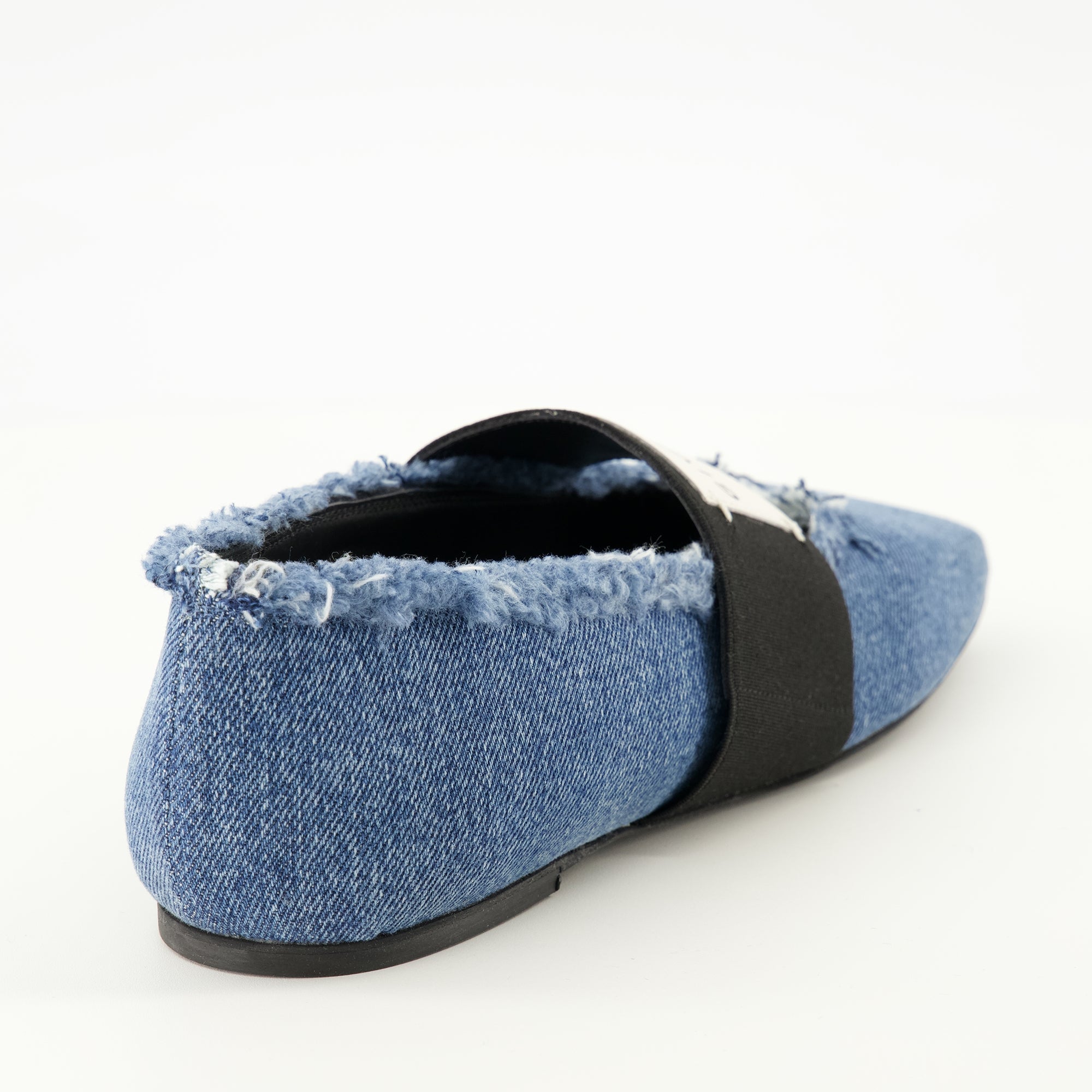 Sliced Square Denim Blue Ballerinas