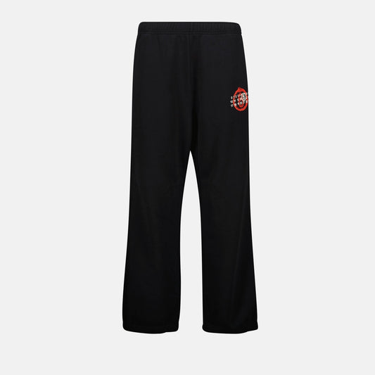 jogger pants, wide-leg pants, MM6 Numeric, black cotton pants, white stitch design